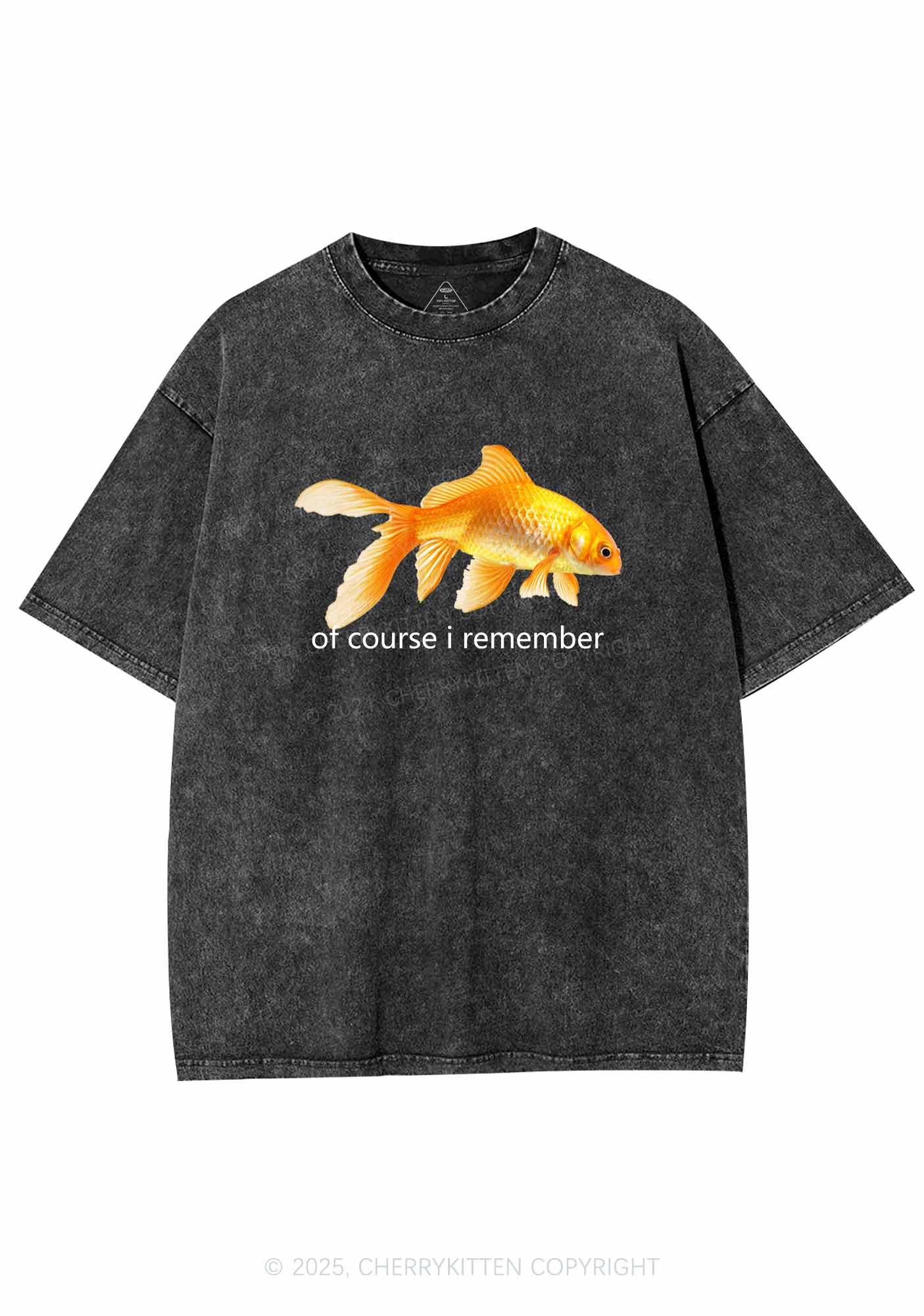 I Remember Goldfish Y2K Washed Tee Cherrykitten - Image 3