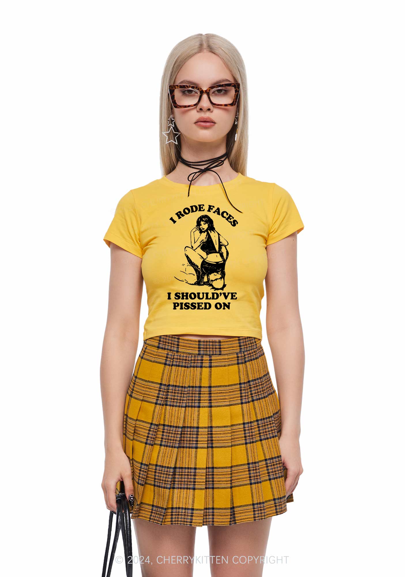 I Rode Faces Y2K Baby Tee Cherrykitten - Image 2