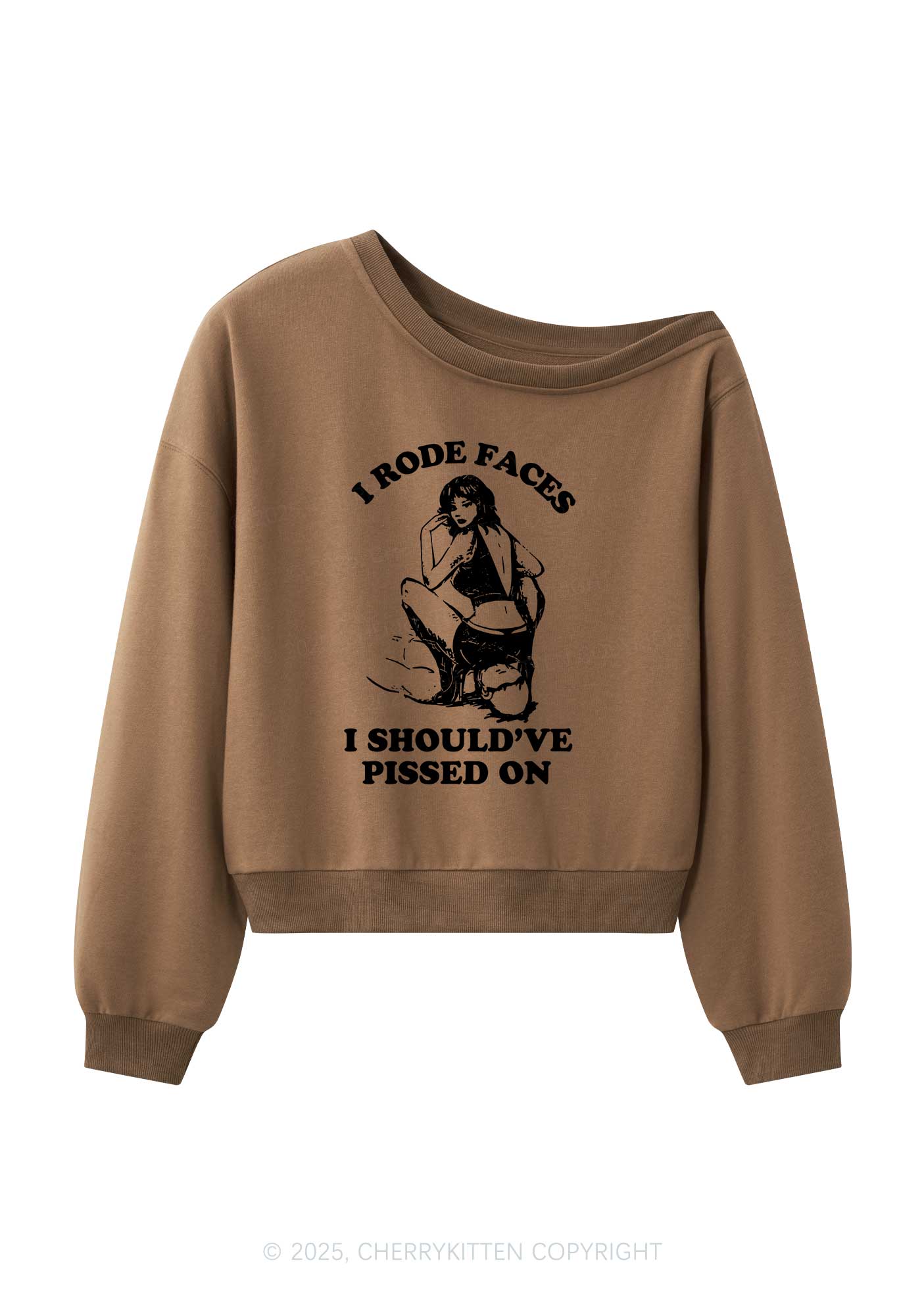 I Rode Faces Y2K Off Shoulder Sweatshirts Cherrykitten - Image 4