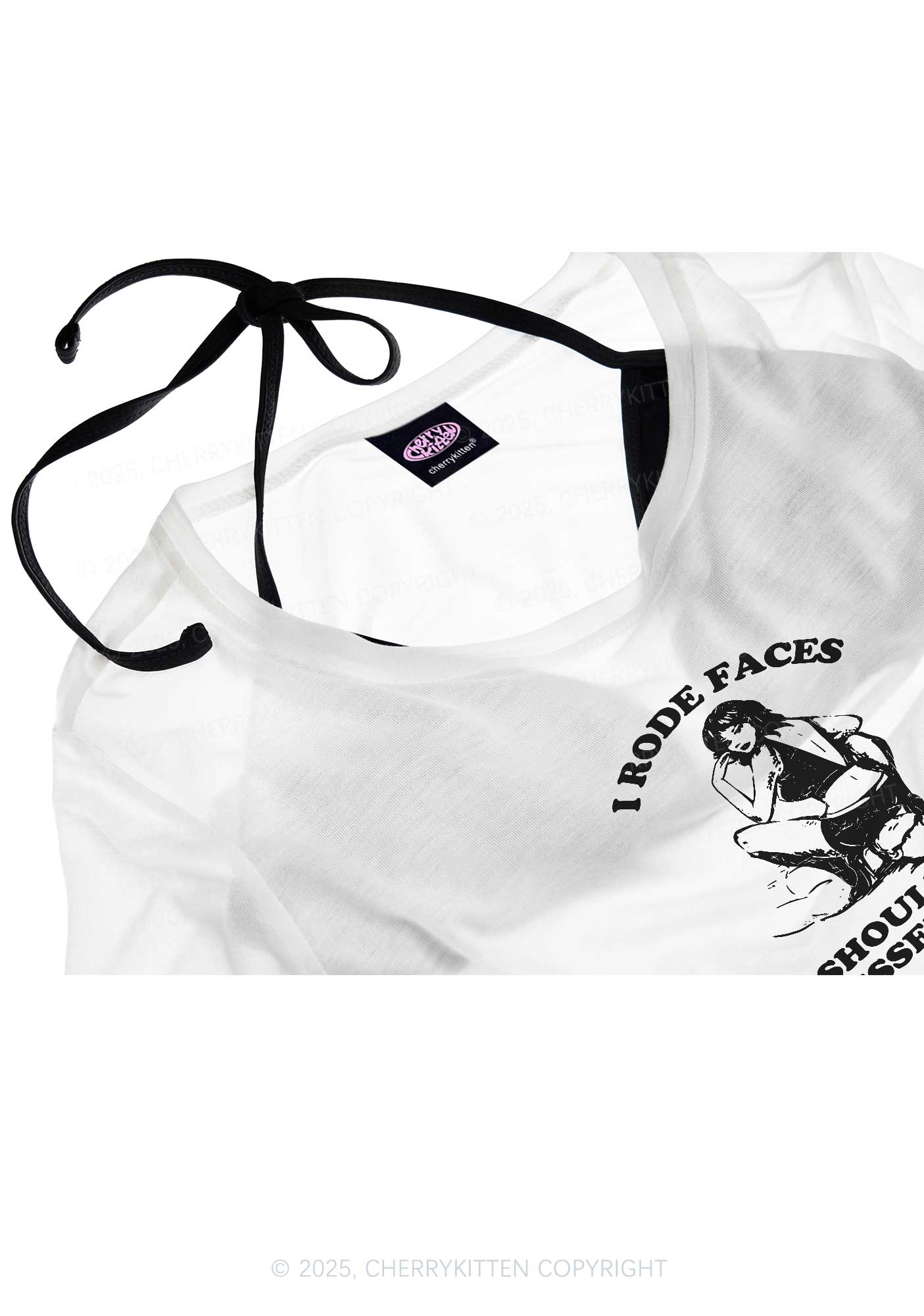I Rode Faces Y2K Sheer Crop Tee Cherrykitten - Image 4