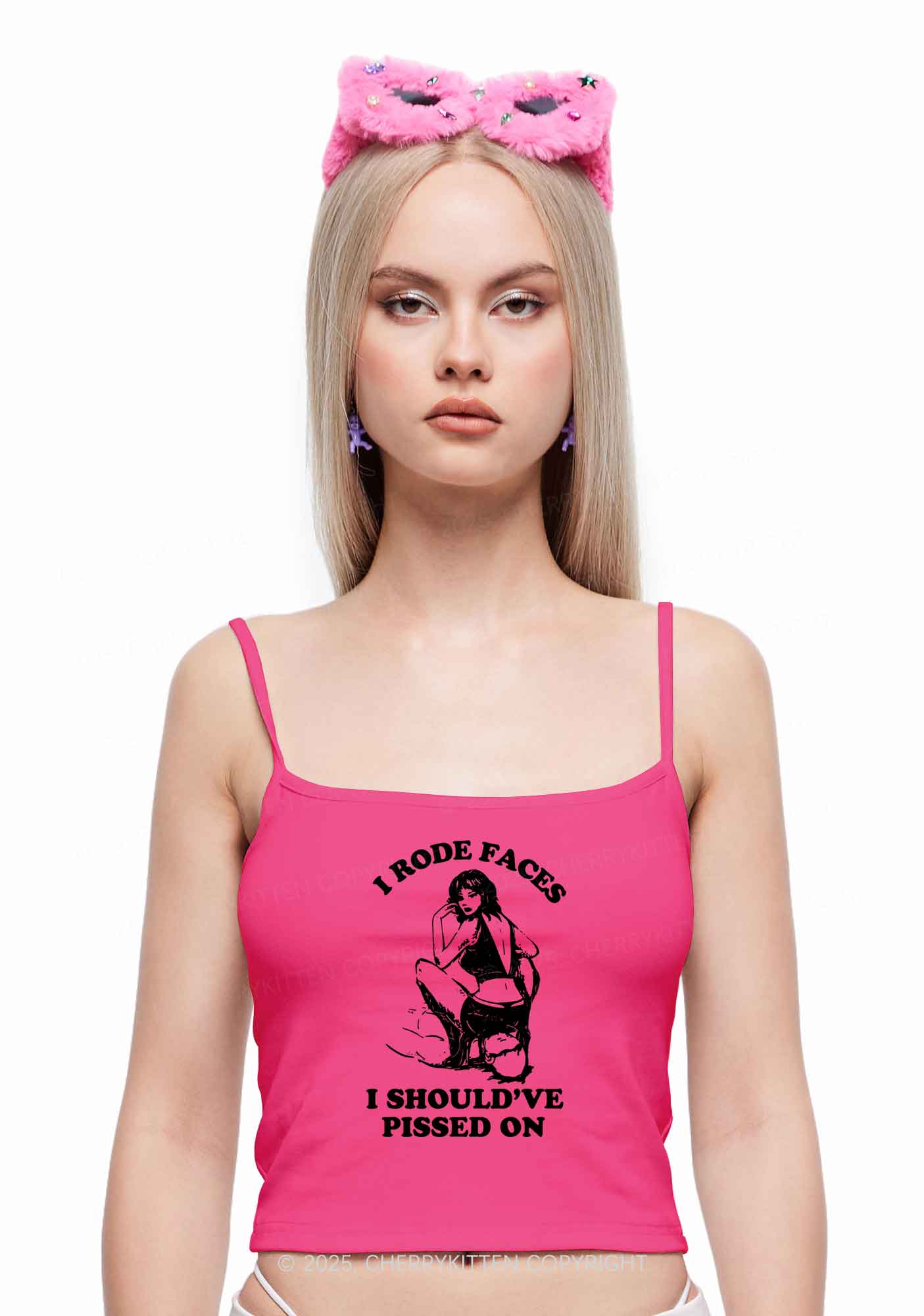 I Rode Faces Y2K Spaghetti Strap Cami Cherrykitten - Image 2