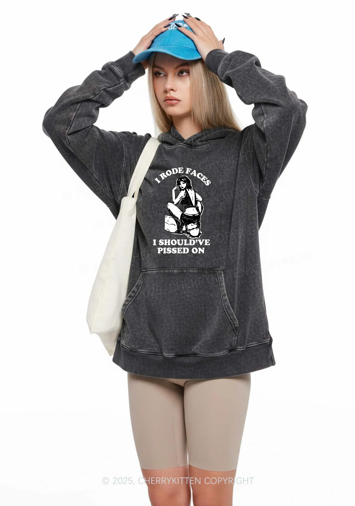 I Rode Faces Y2K Washed Hoodie Cherrykitten - Image 2