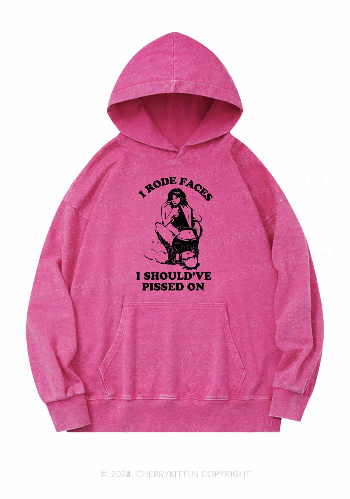 I Rode Faces Y2K Washed Hoodie Cherrykitten - Image 3