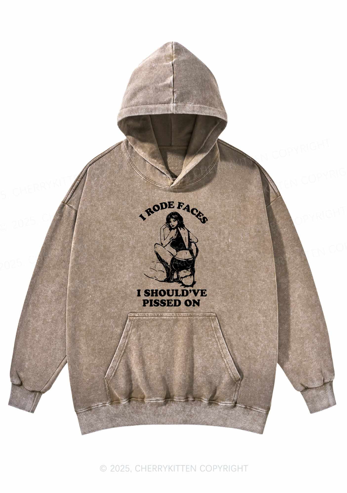 I Rode Faces Y2K Washed Hoodie Cherrykitten - Image 4