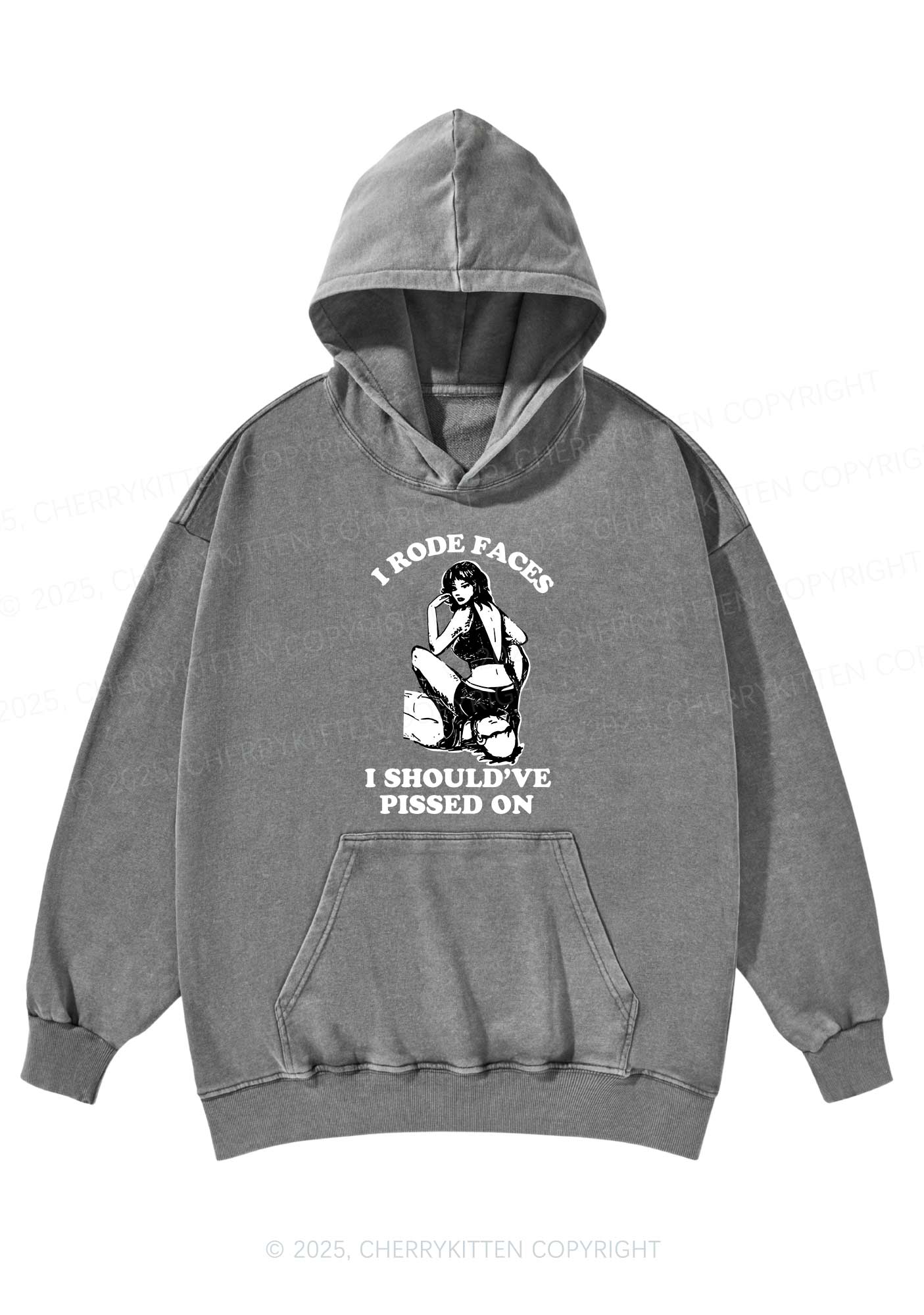 I Rode Faces Y2K Washed Hoodie Cherrykitten - Image 5