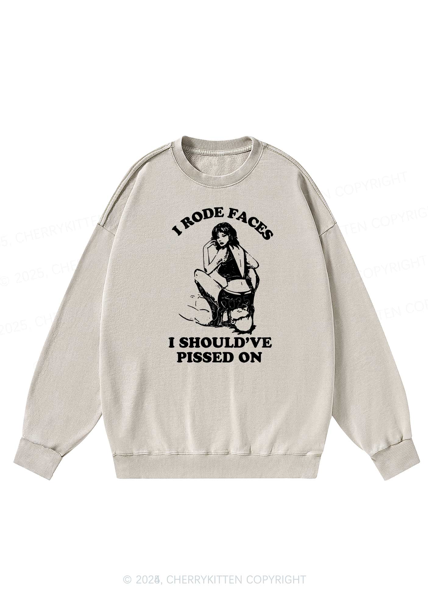I Rode Faces Y2K Washed Sweatshirts Cherrykitten - Image 3