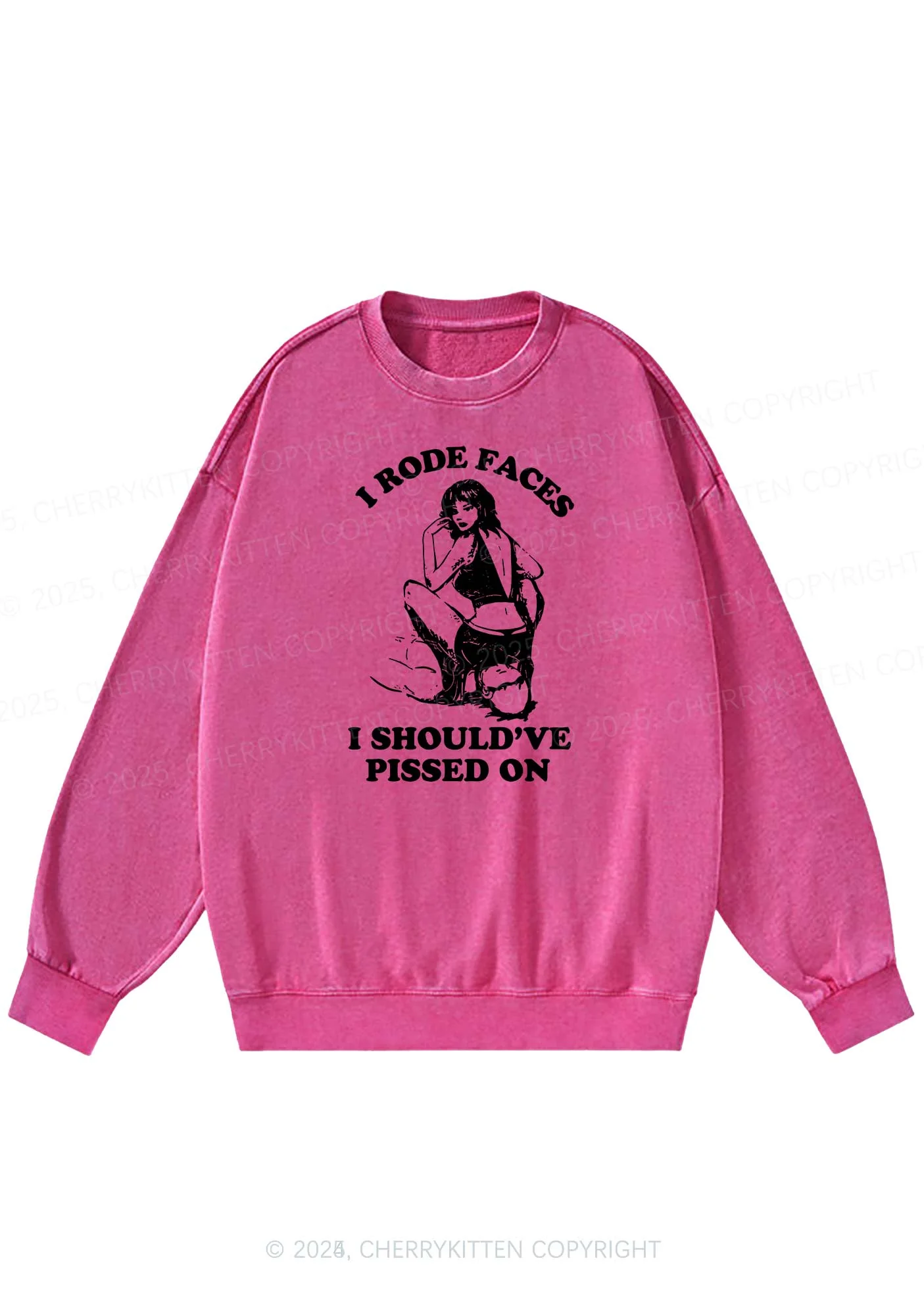 I Rode Faces Y2K Washed Sweatshirts Cherrykitten - Image 4