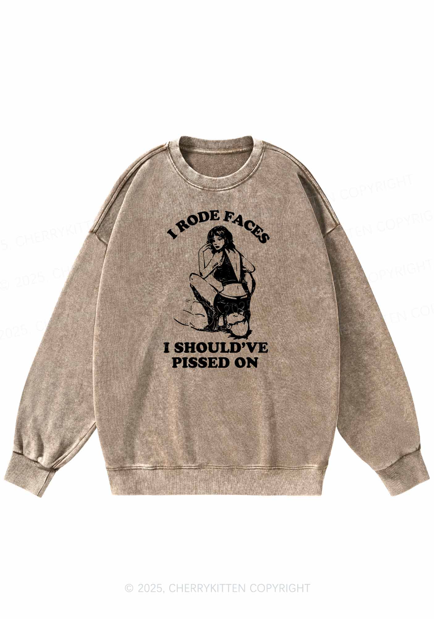 I Rode Faces Y2K Washed Sweatshirts Cherrykitten - Image 5