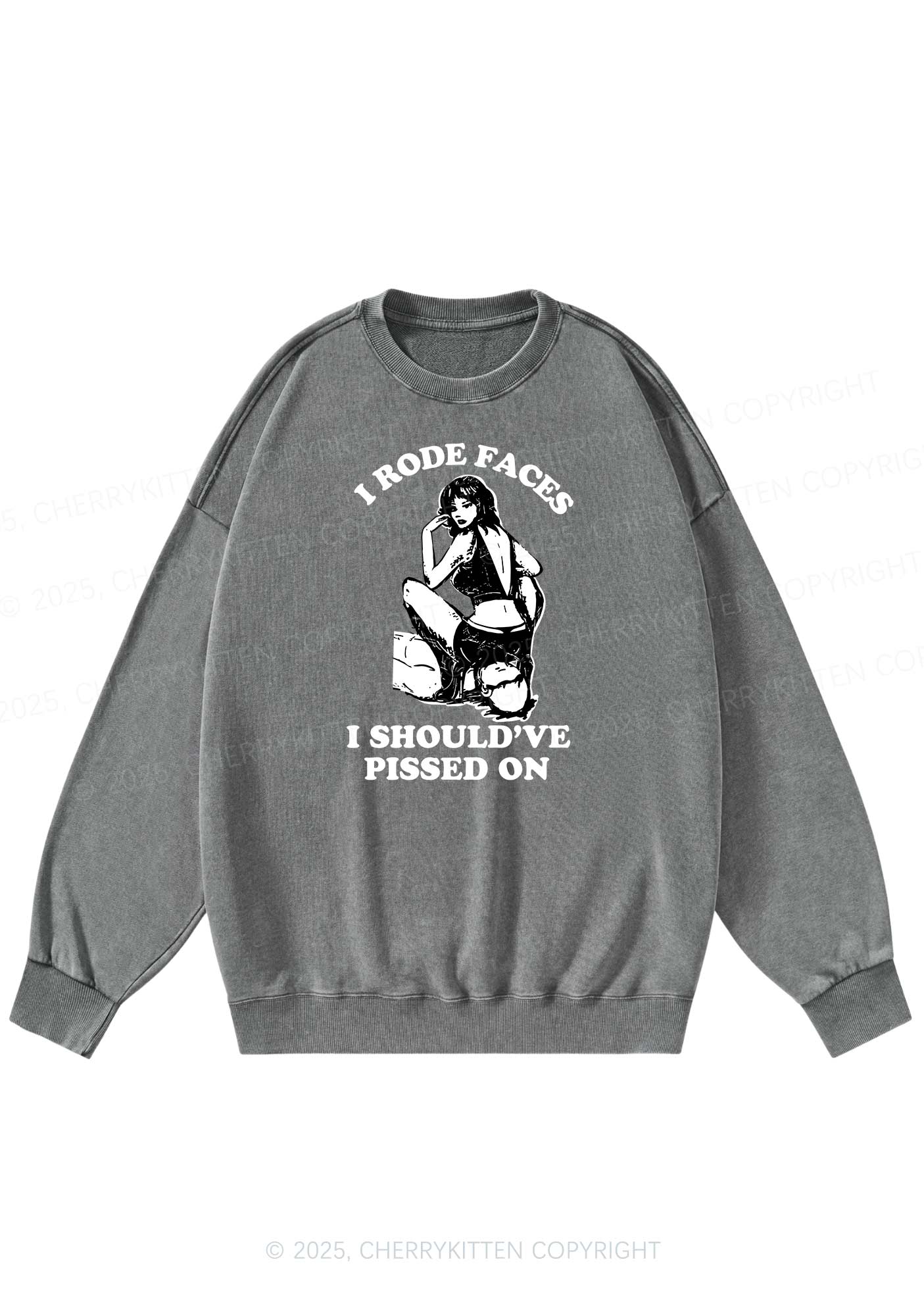 I Rode Faces Y2K Washed Sweatshirts Cherrykitten - Image 6