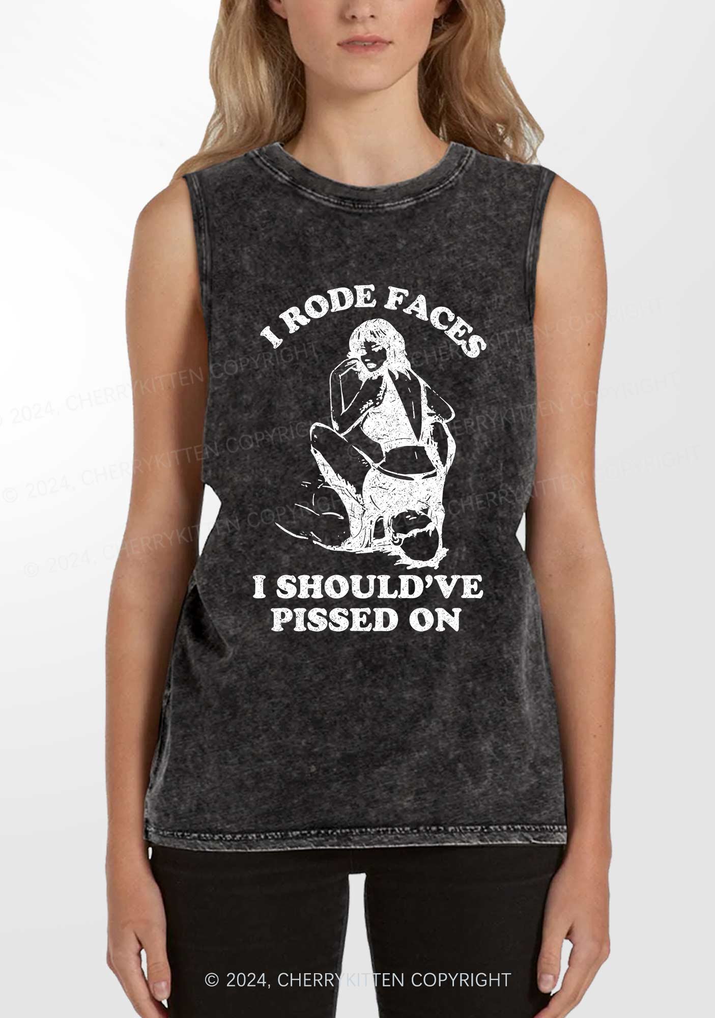 I Rode Faces Y2K Washed Tank Cherrykitten - Image 2