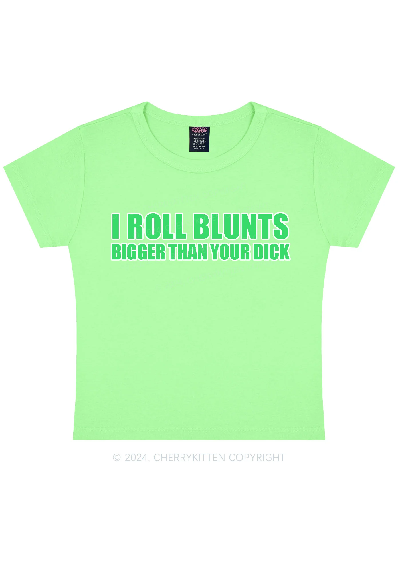 I Roll Blunts Y2K Baby Tee Cherrykitten - Image 11