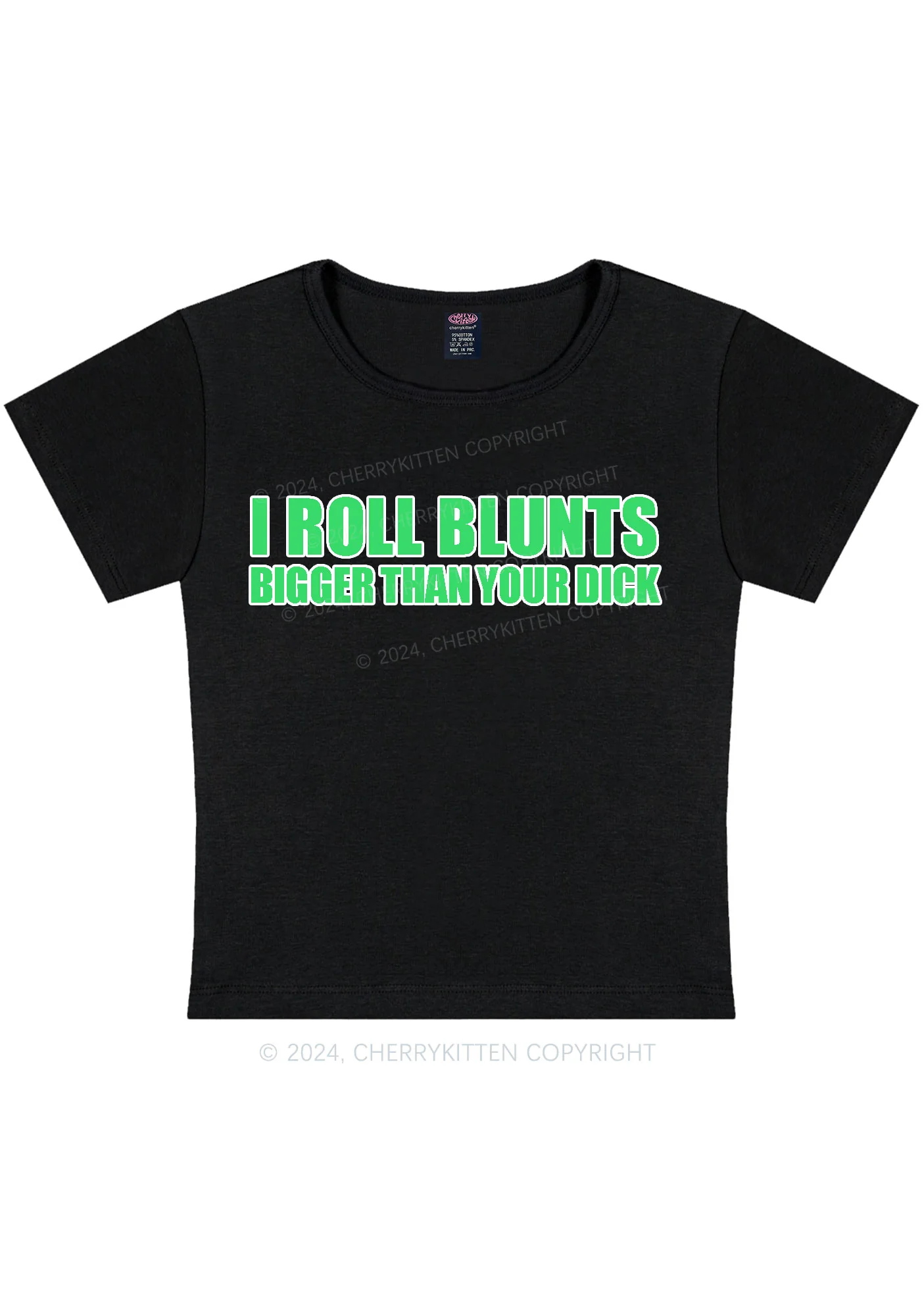 I Roll Blunts Y2K Baby Tee Cherrykitten - Image 3