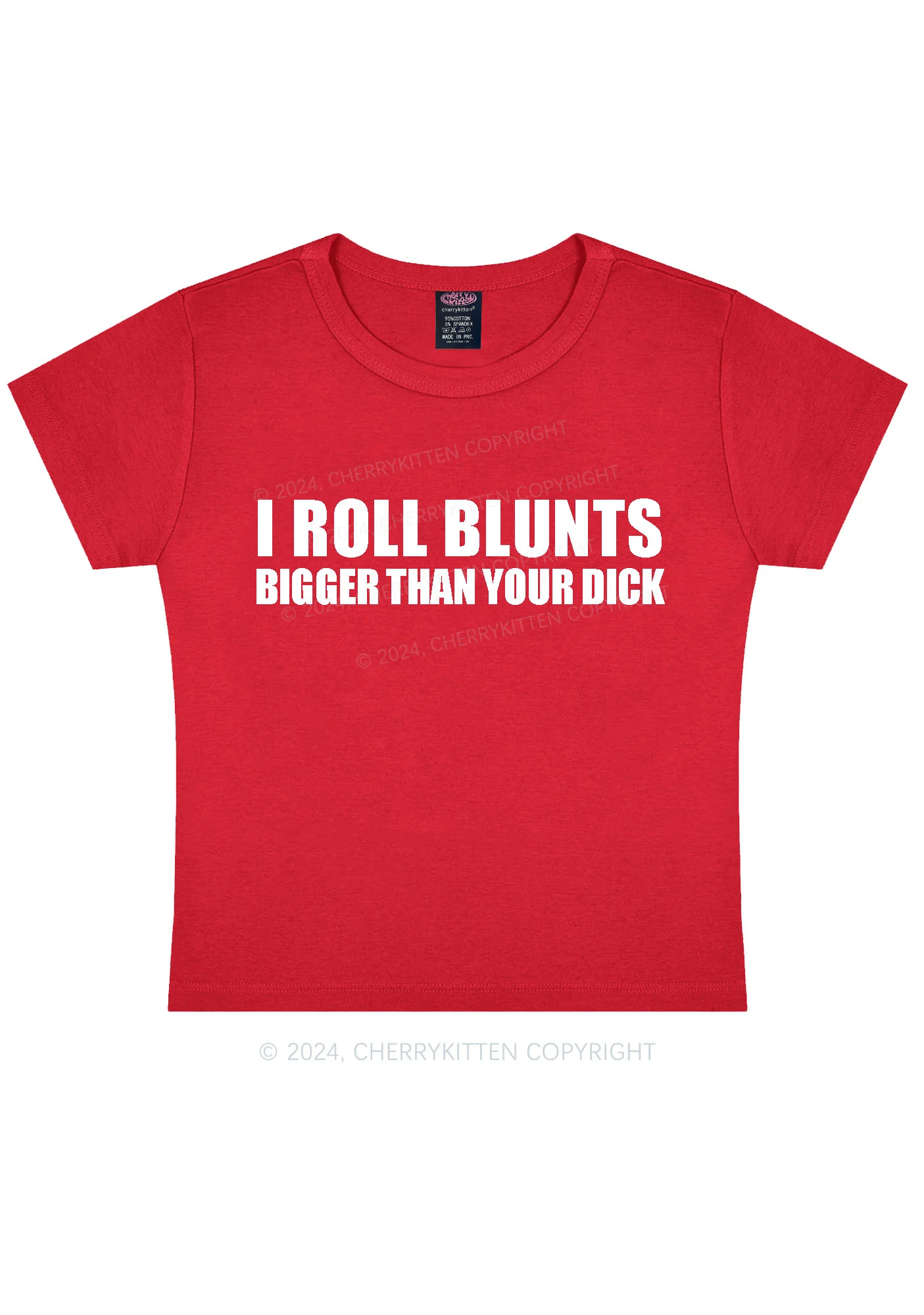 I Roll Blunts Y2K Baby Tee Cherrykitten - Image 4