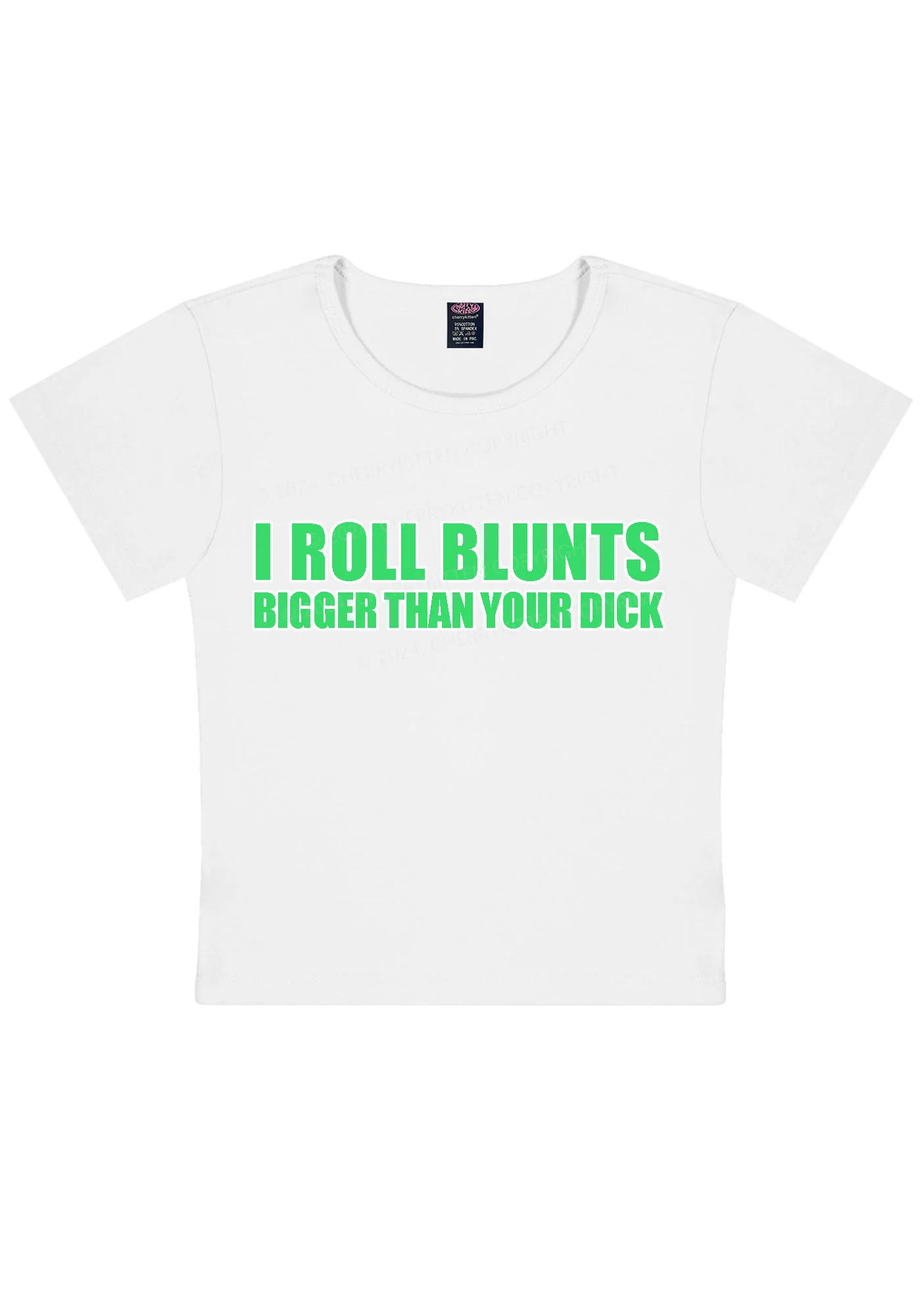 I Roll Blunts Y2K Baby Tee Cherrykitten - Image 5