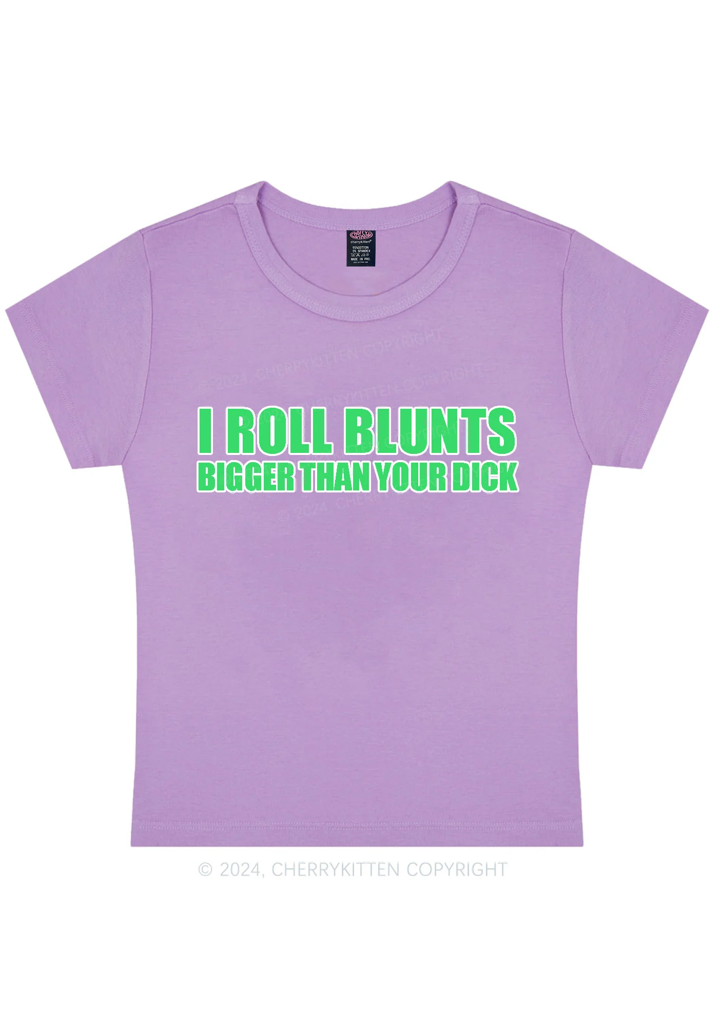 I Roll Blunts Y2K Baby Tee Cherrykitten - Image 6