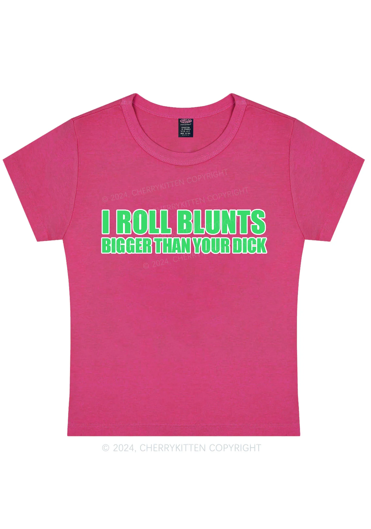 I Roll Blunts Y2K Baby Tee Cherrykitten - Image 7