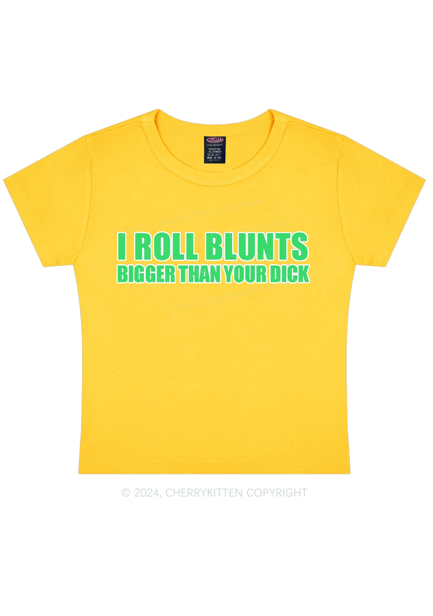 I Roll Blunts Y2K Baby Tee Cherrykitten - Image 8
