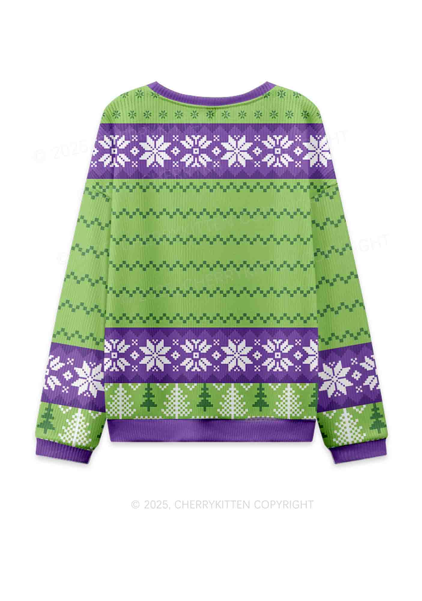 I Roll Blunts Y2K Christmas Knit Sweatshirt Cherrykitten - Image 2