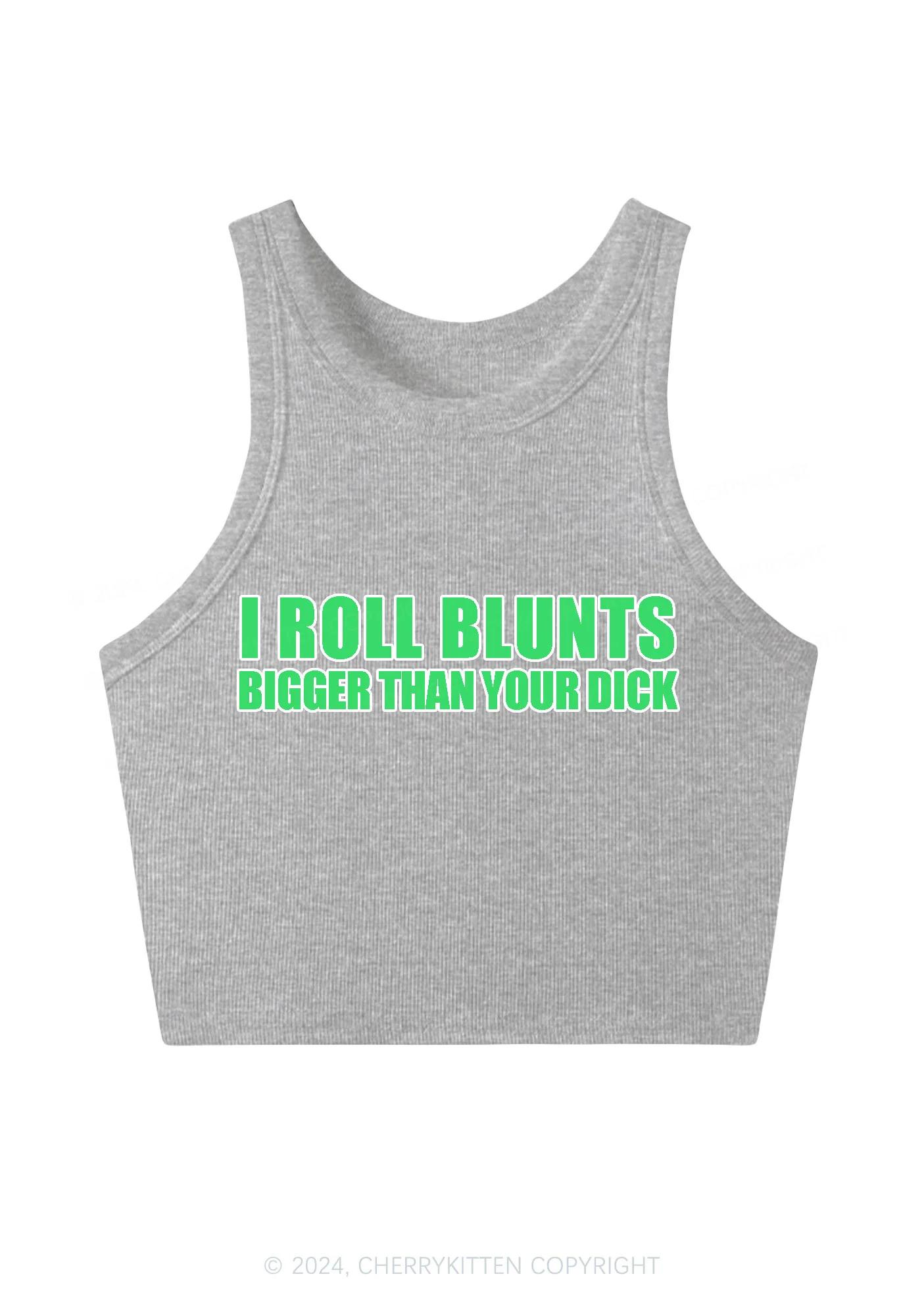 I Roll Blunts Y2K Crop Tank Top Cherrykitten - Image 7
