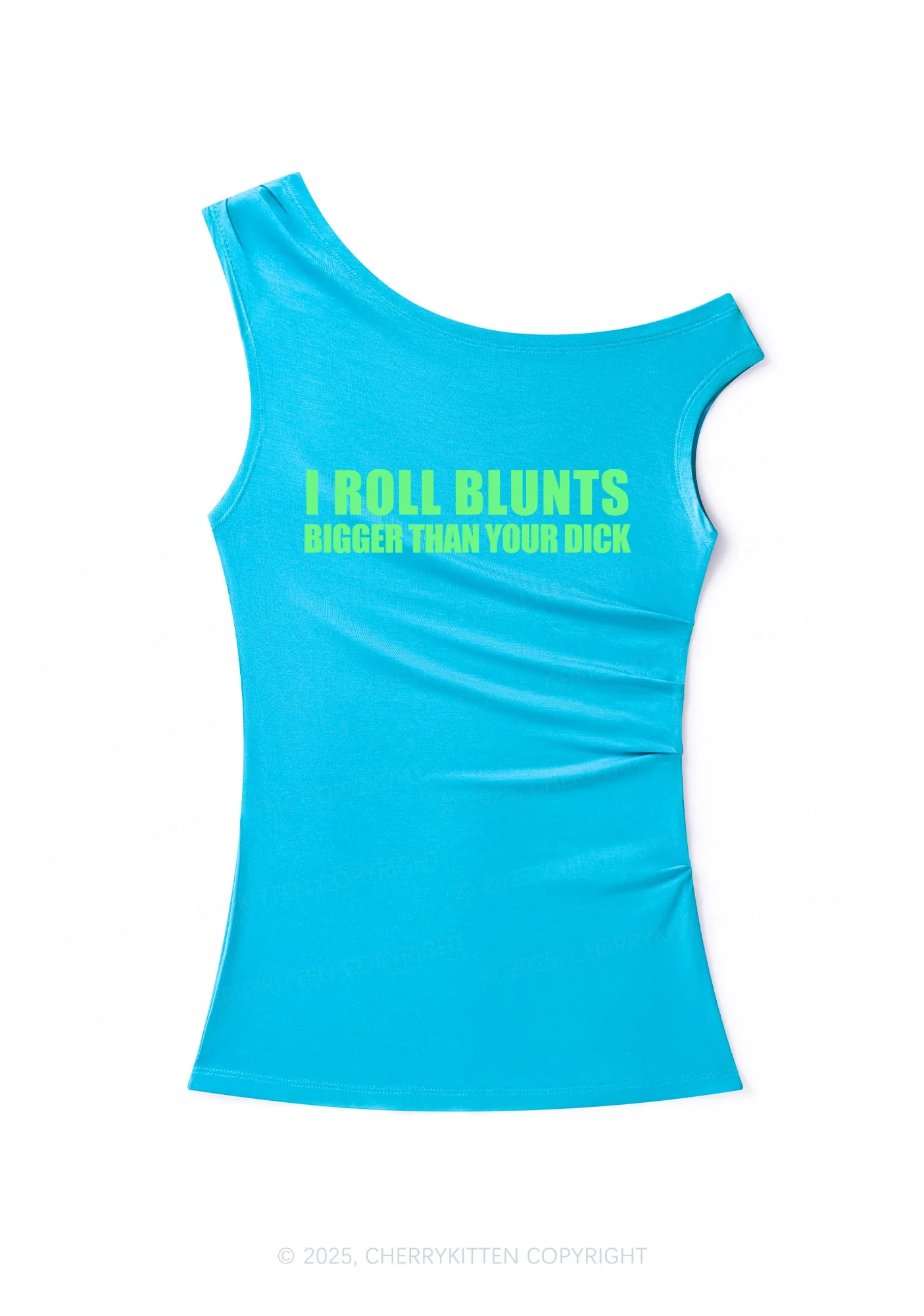 I Roll Blunts Y2K Off Shoulder Tank Top Cherrykitten - Image 2