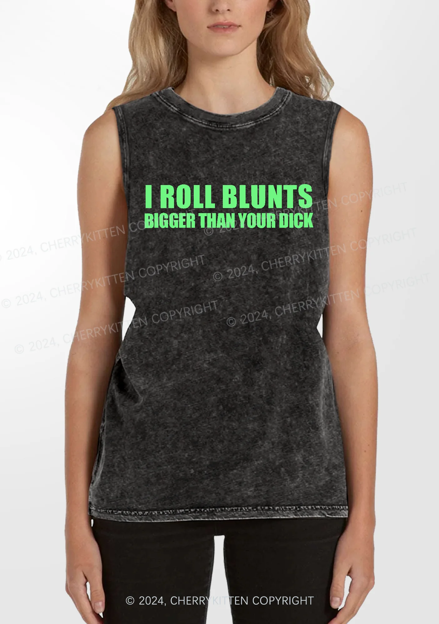 I Roll Blunts Y2K Washed Tank Cherrykitten - Image 2