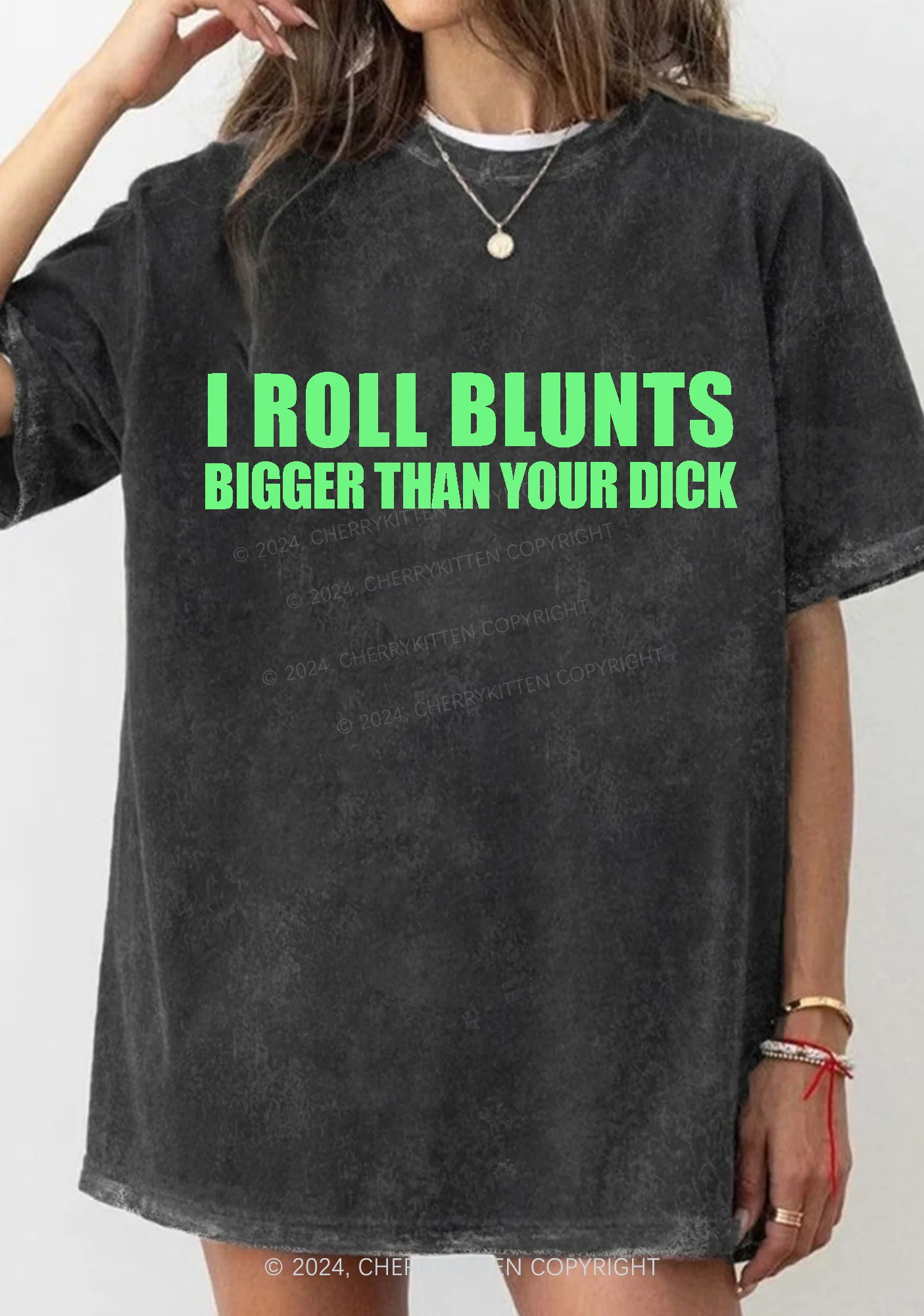 I Roll Blunts Y2K Washed Tee Cherrykitten - Image 2