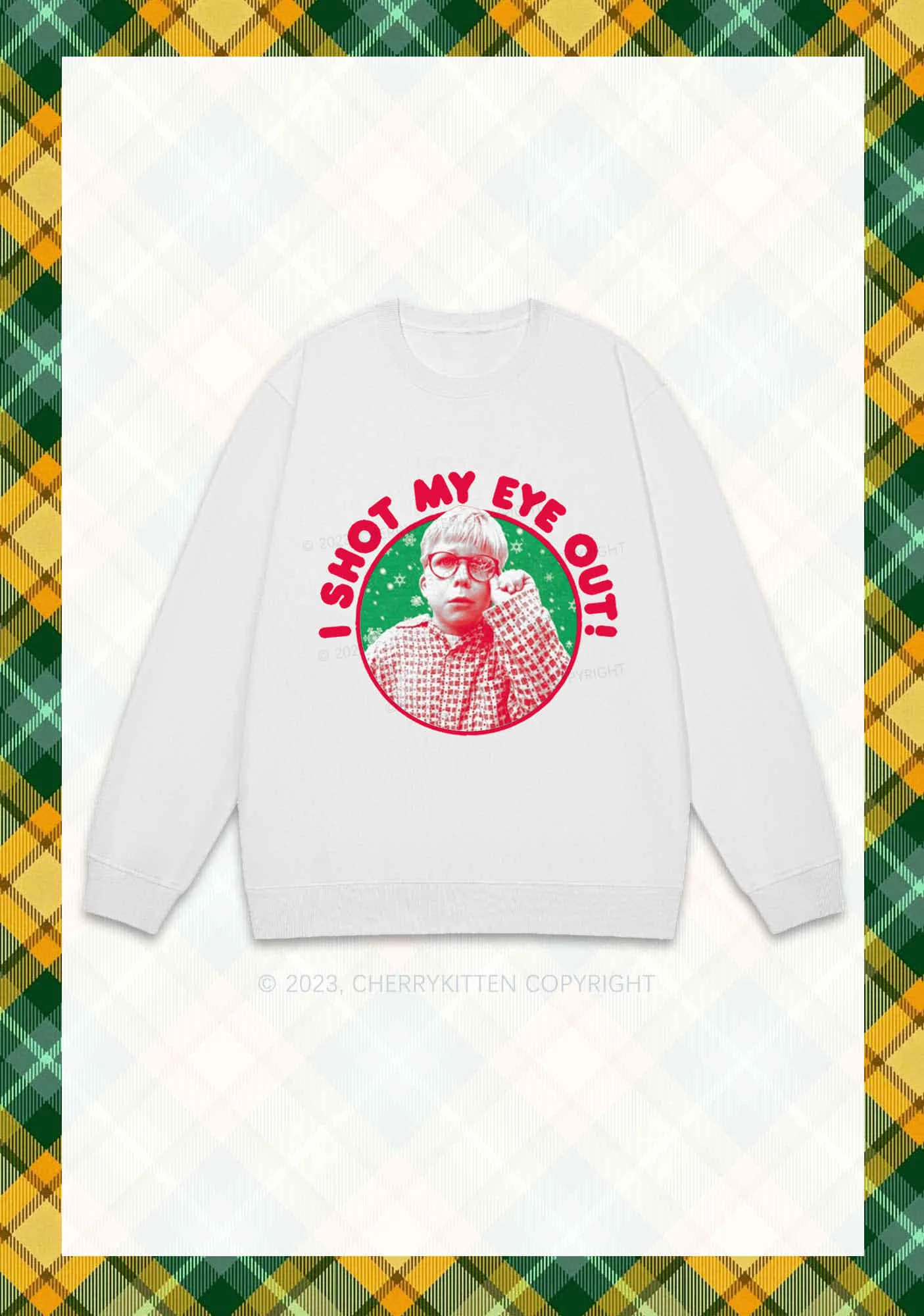 I Shot My Eye Out Christmas Y2K Sweatshirt Cherrykitten - Image 2
