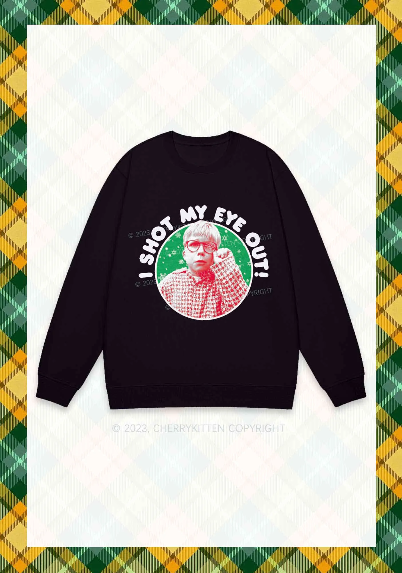 I Shot My Eye Out Christmas Y2K Sweatshirt Cherrykitten - Image 3