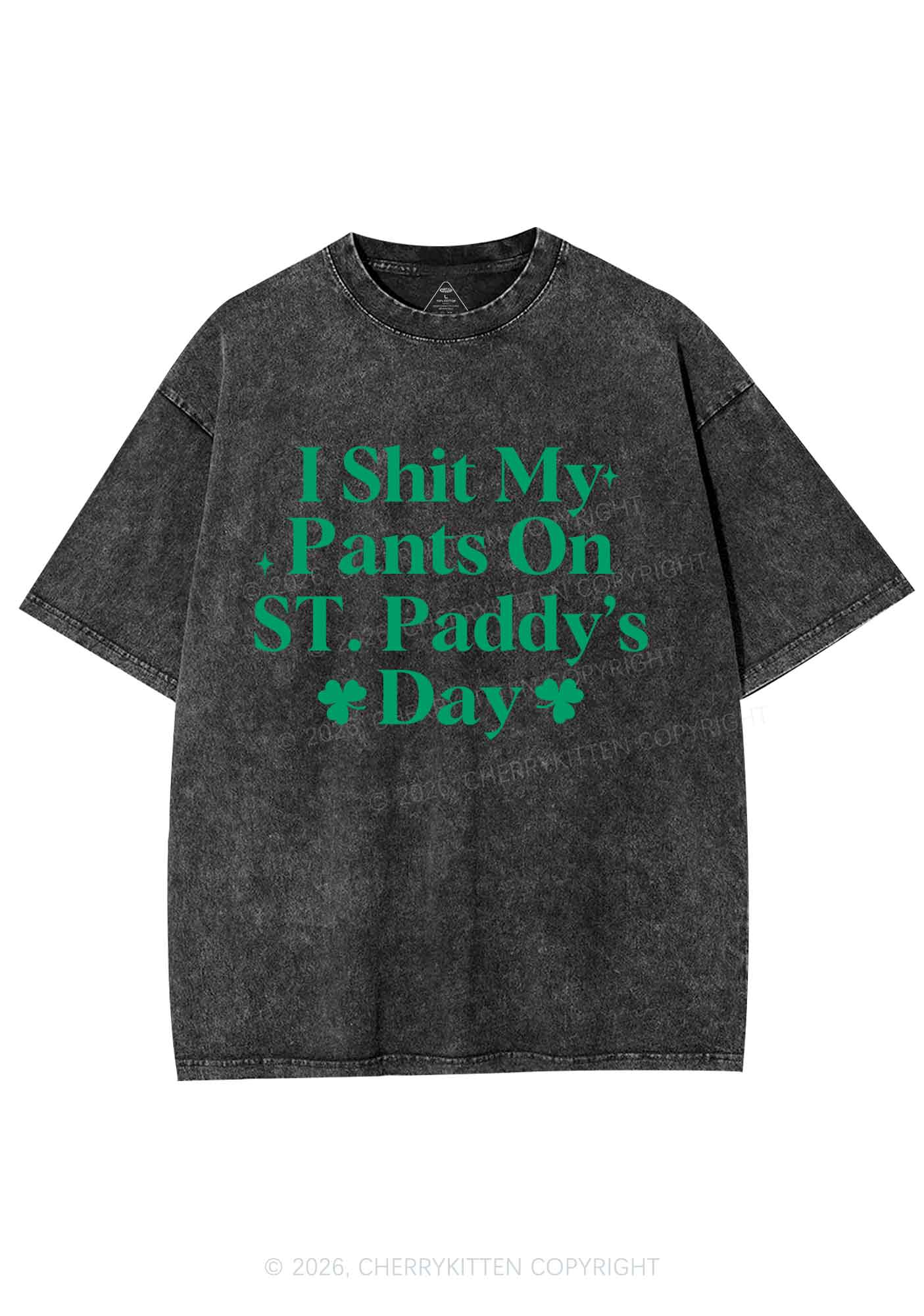 I Shxt My Pants St Patricks Y2K Shirts Washed Tee Cherrykitten - Image 4