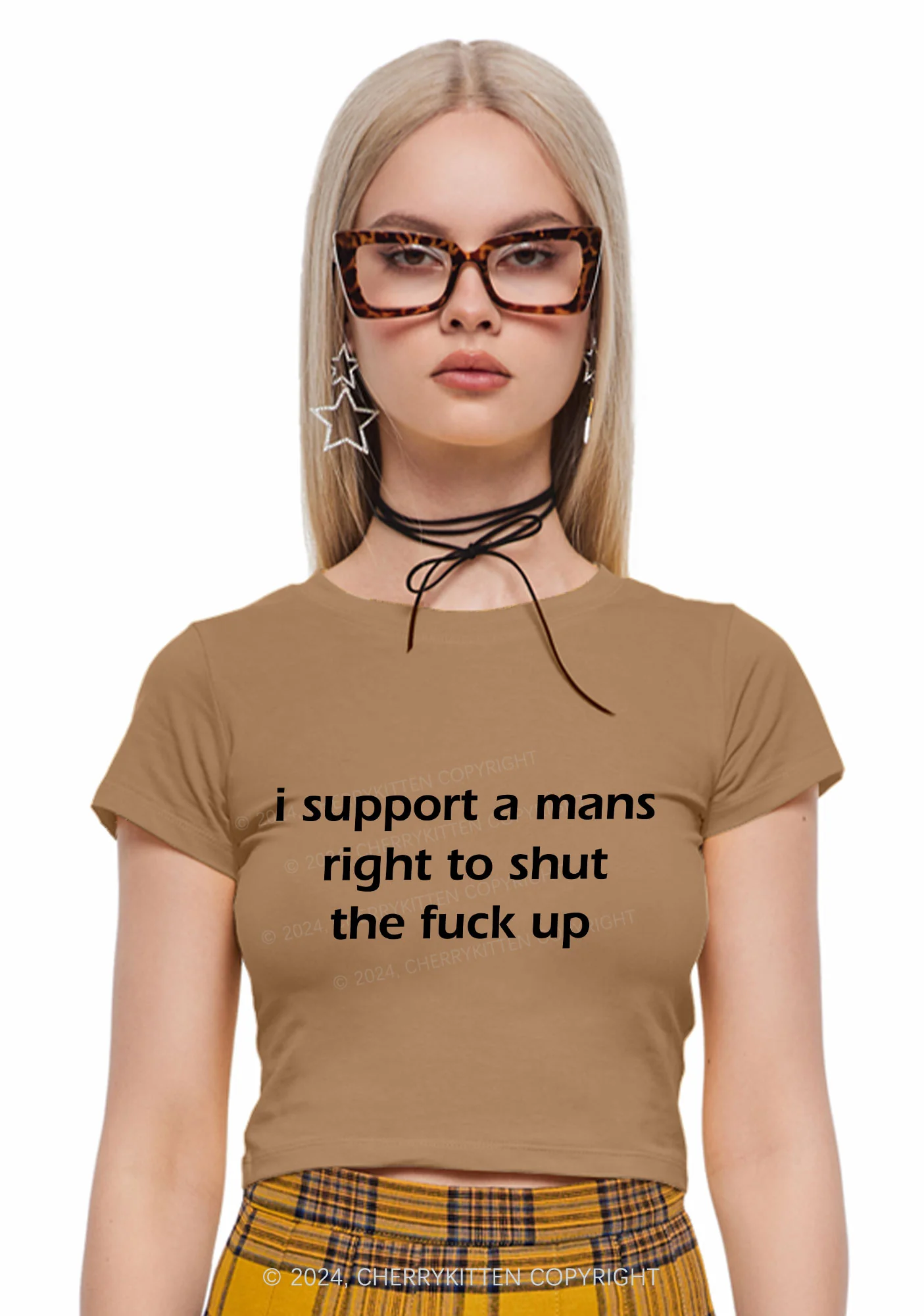 I Support A Mans Right Y2K Baby Tee Cherrykitten - Image 2
