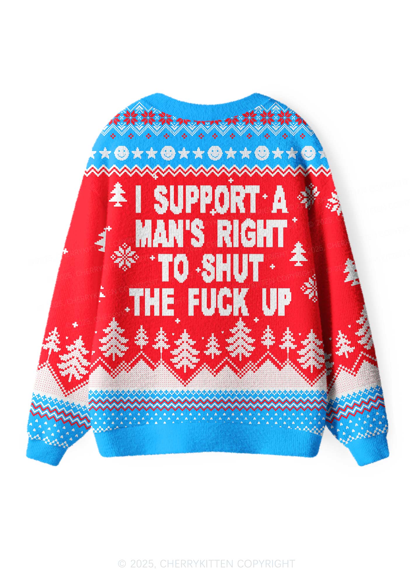 I Support A Mans Right Y2K Christmas Cardigan Knit Sweatshirt Cherrykitten - Image 3