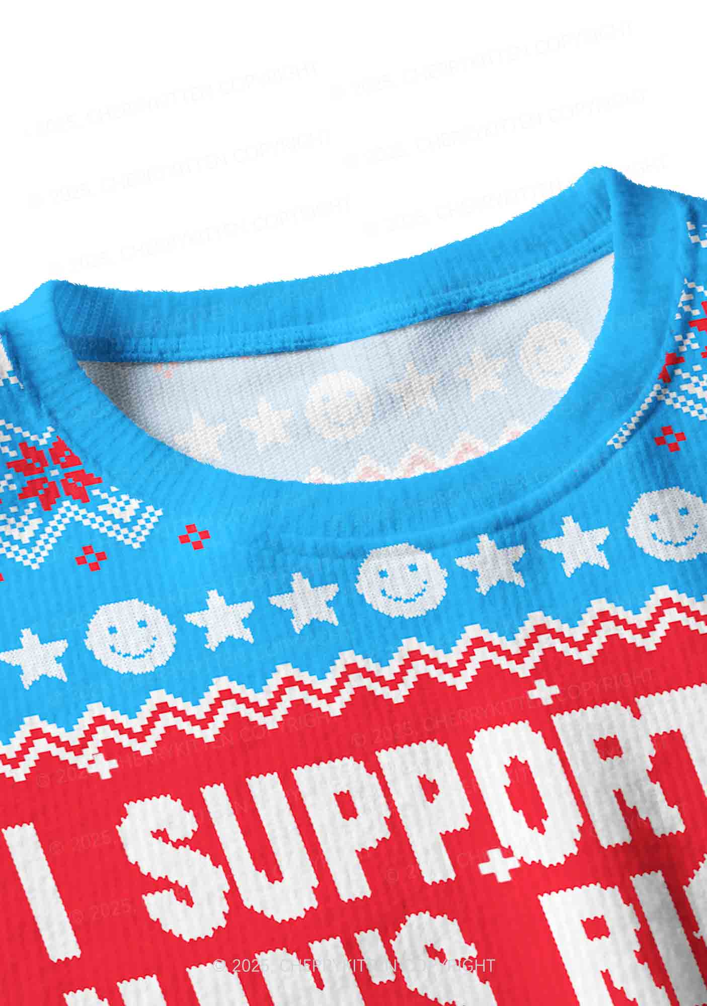 I Support A Mans Right Y2K Christmas Crop Knit Sweatshirt Cherrykitten - Image 4