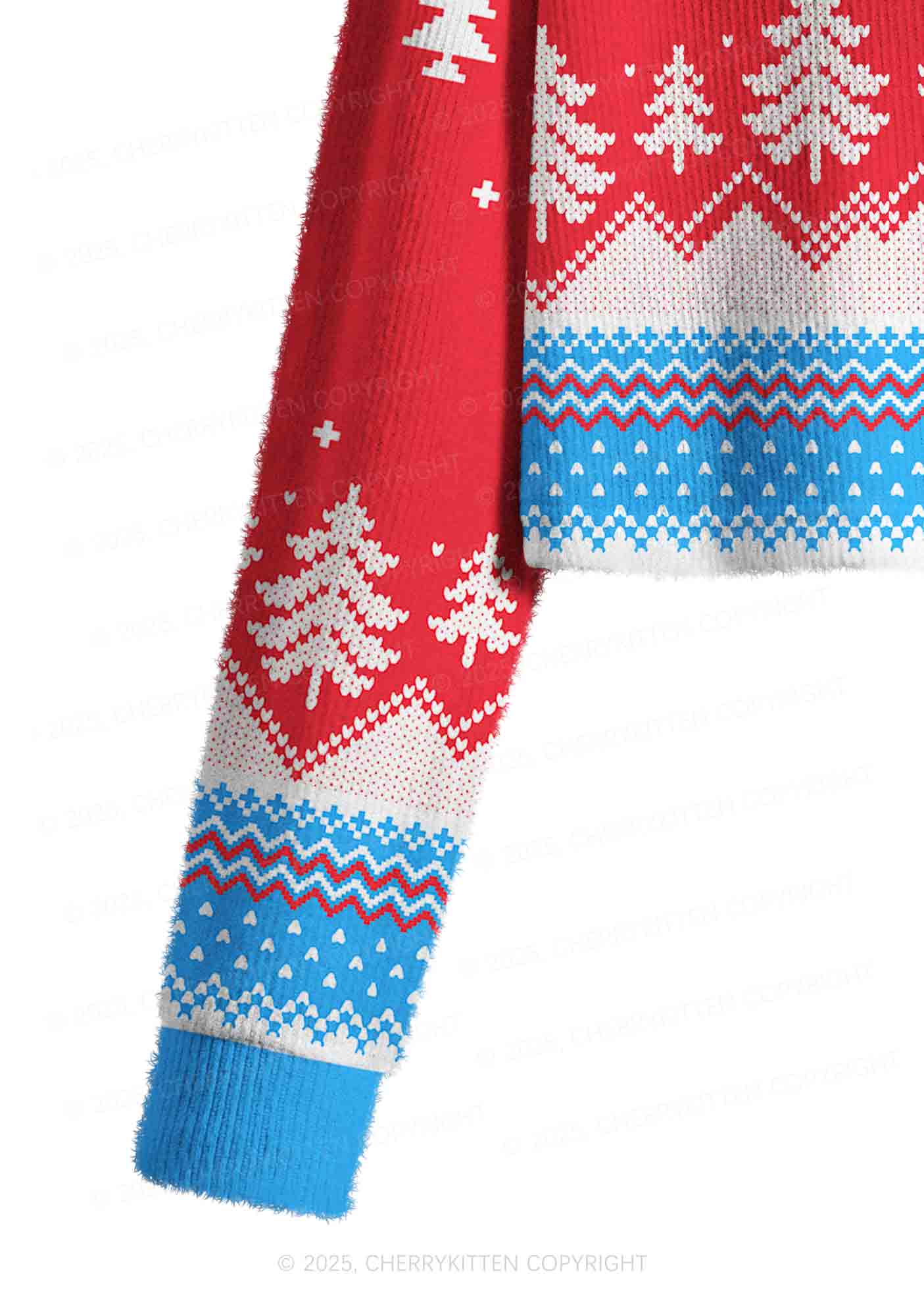 I Support A Mans Right Y2K Christmas Crop Knit Sweatshirt Cherrykitten - Image 5
