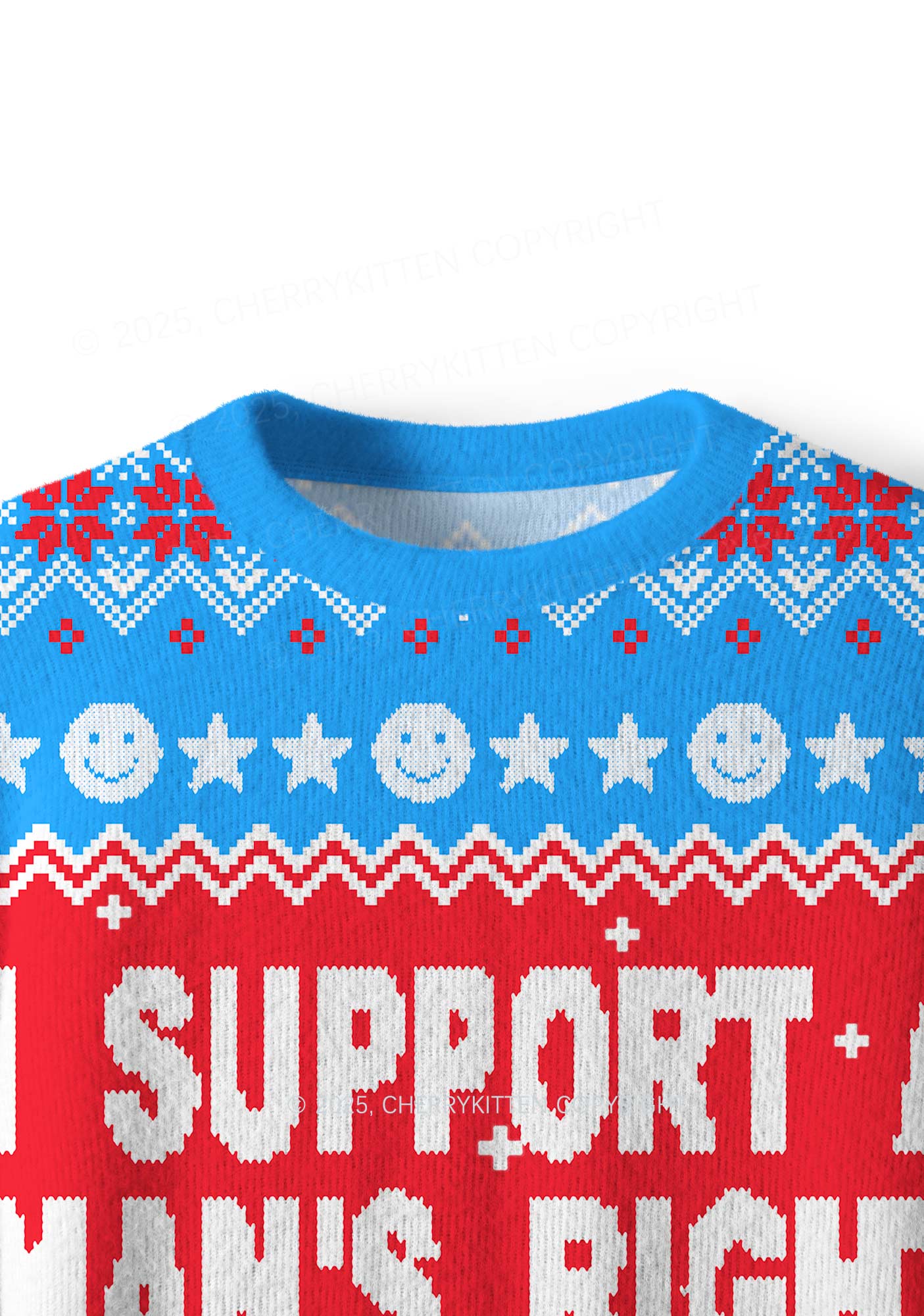 I Support A Mans Right Y2K Christmas Knit Sweatshirt Cherrykitten - Image 5
