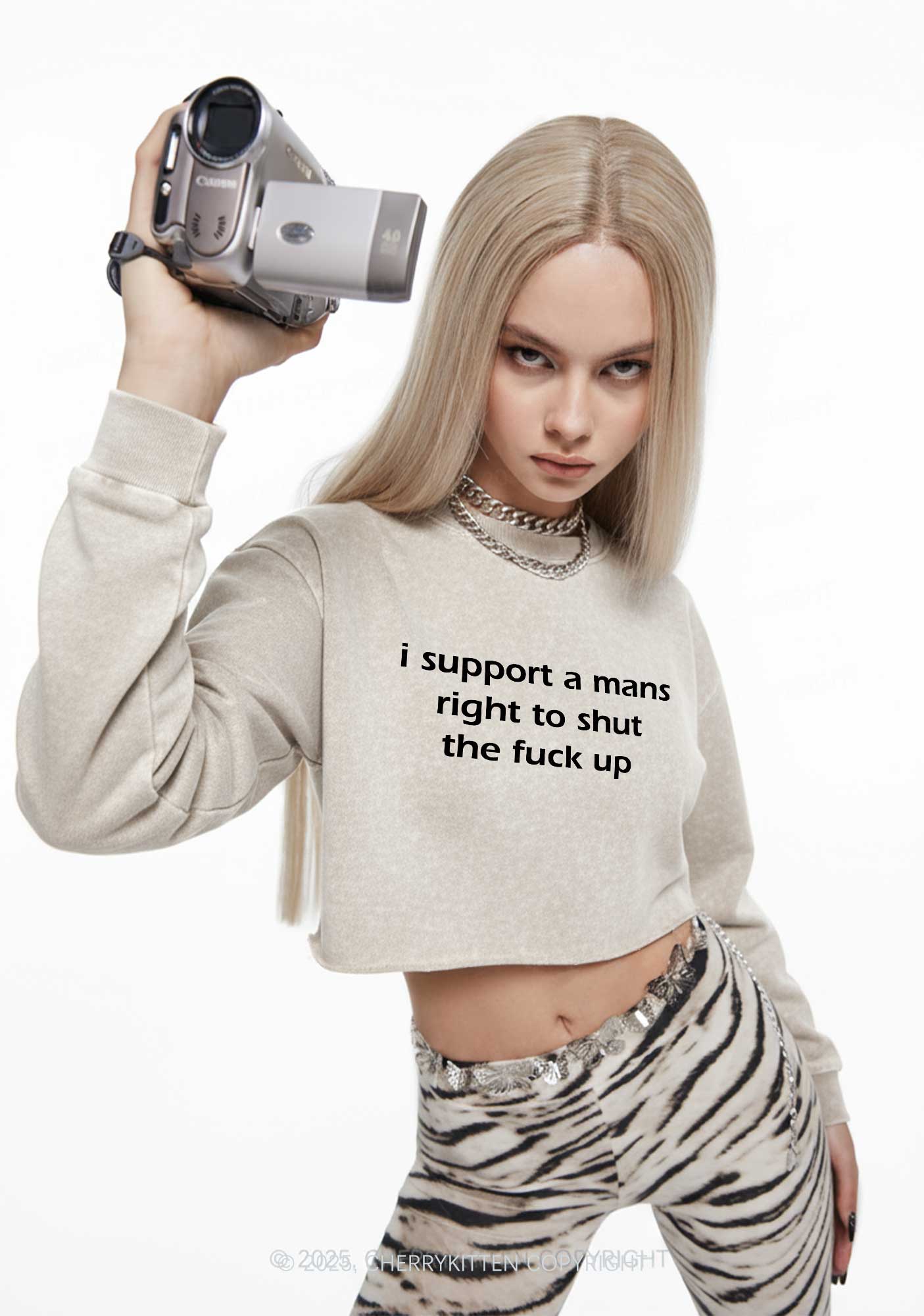 I Support A Mans Right Y2K Crop Washed Sweatshirts Cherrykitten - Image 2