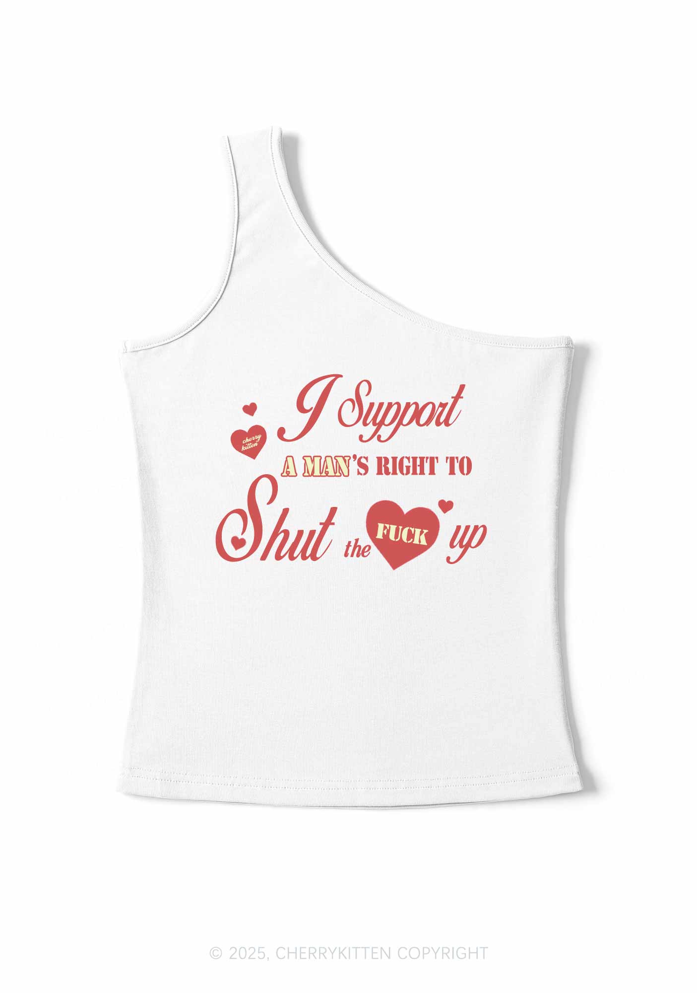 I Support A Mans Right Y2K One Shoulder Tank Top Cherrykitten - Image 2