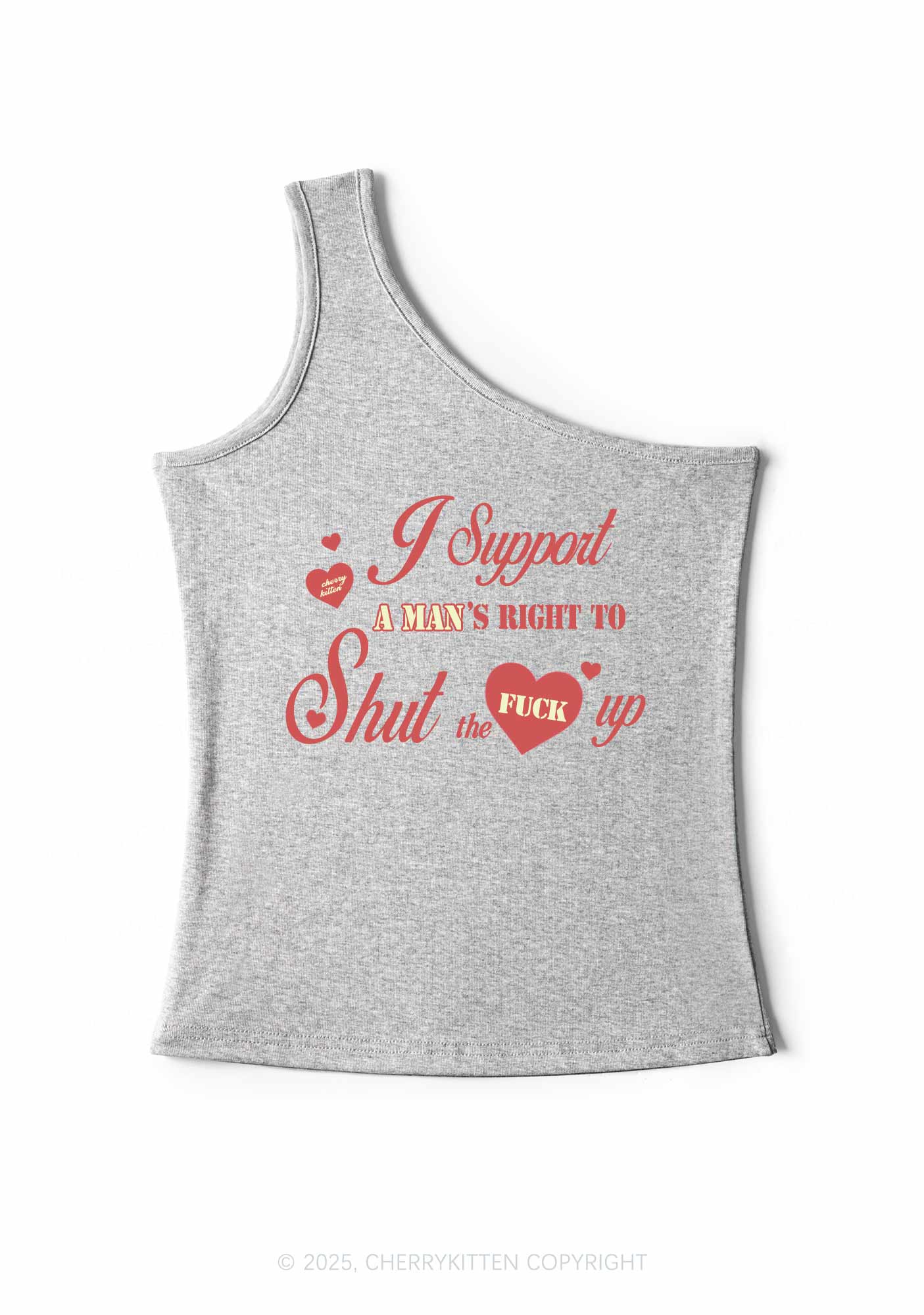 I Support A Mans Right Y2K One Shoulder Tank Top Cherrykitten - Image 5