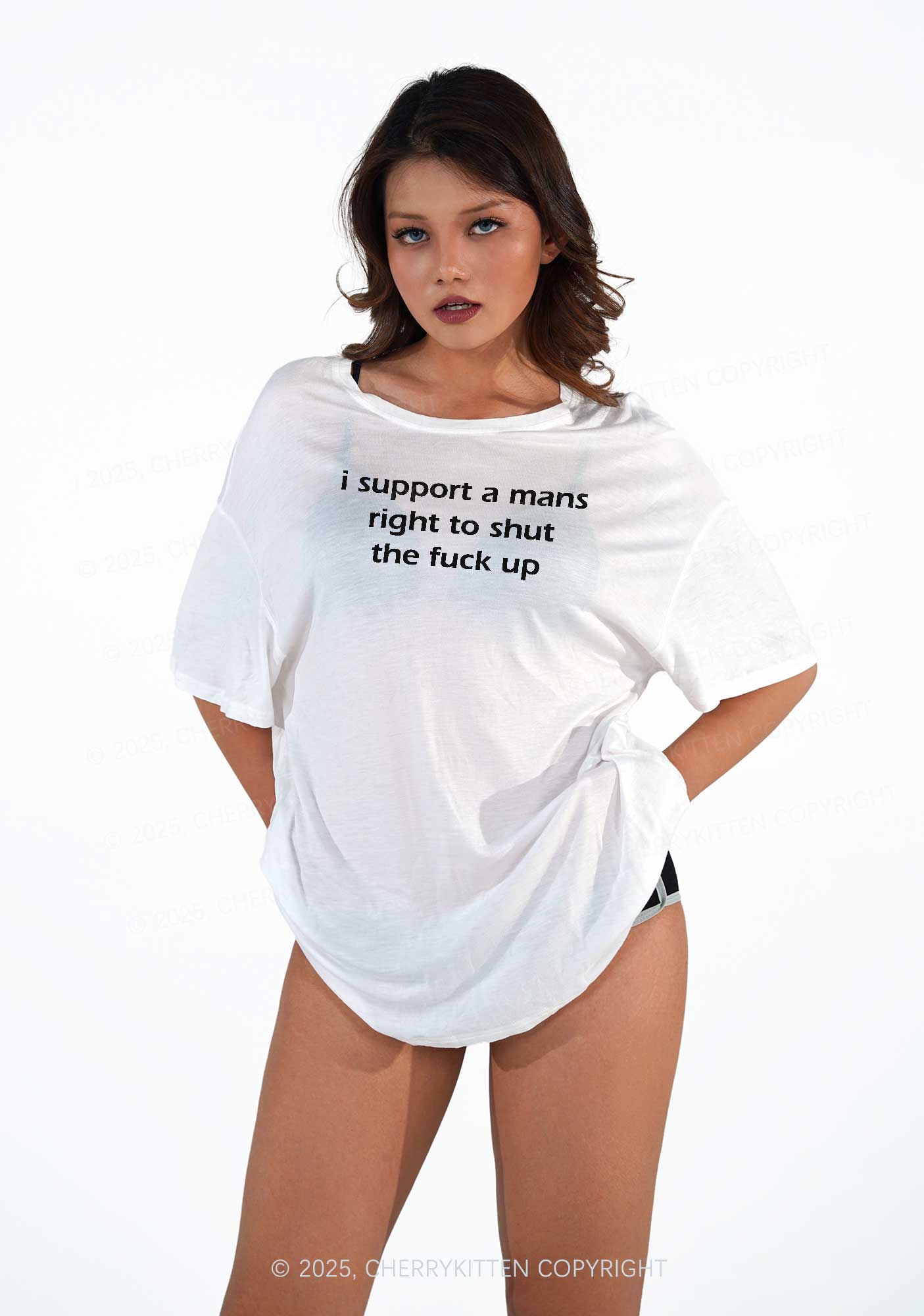 I Support A Mans Right  Y2K Sheer Boyfriend Tee Cherrykitten - Image 2