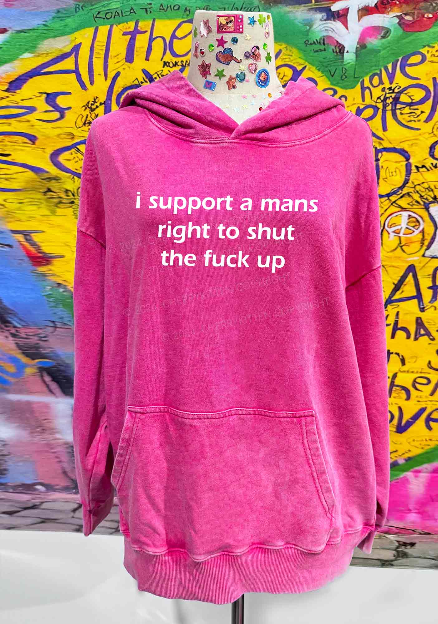 I Support A Mans Right Y2K Washed Hoodie Cherrykitten - Image 2
