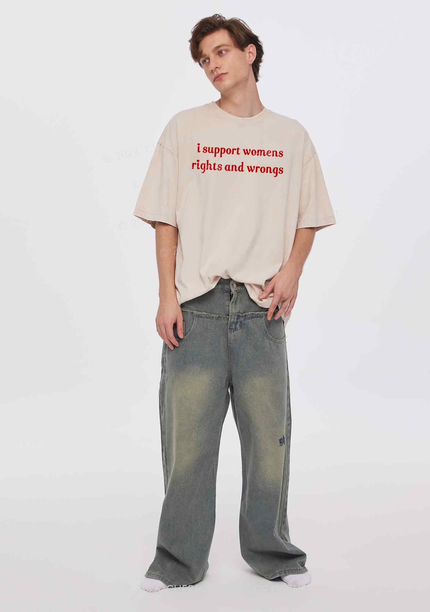 I Support Women Y2K Washed Tee Cherrykitten - Image 2