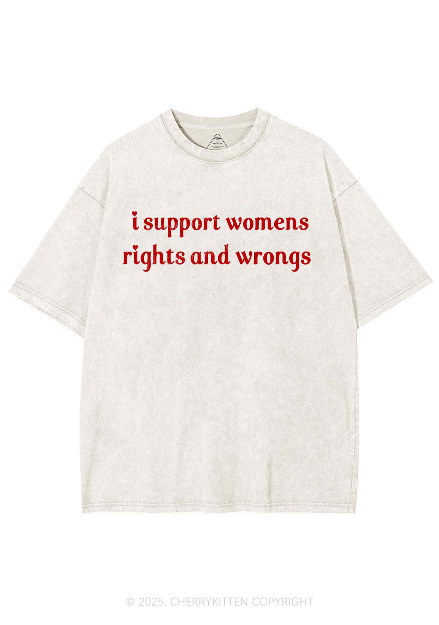 I Support Women Y2K Washed Tee Cherrykitten - Image 5
