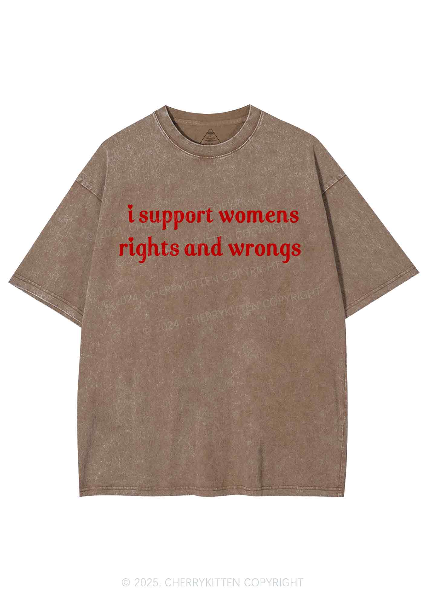 I Support Women Y2K Washed Tee Cherrykitten - Image 7