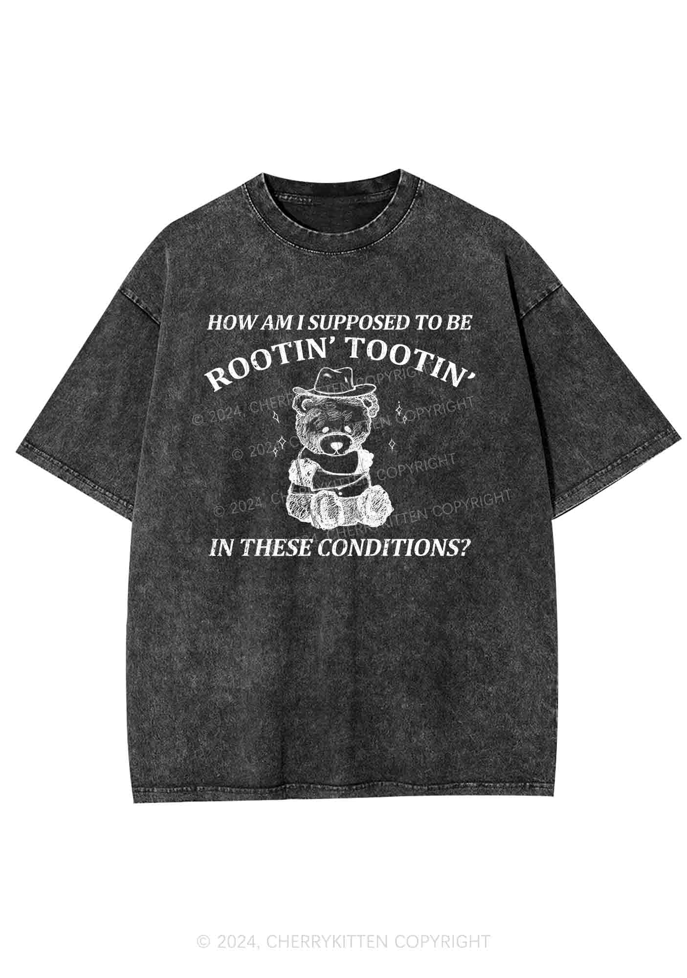 I Supposed To Be Rootin' Tootin' Y2K Washed Tee Cherrykitten - Image 3
