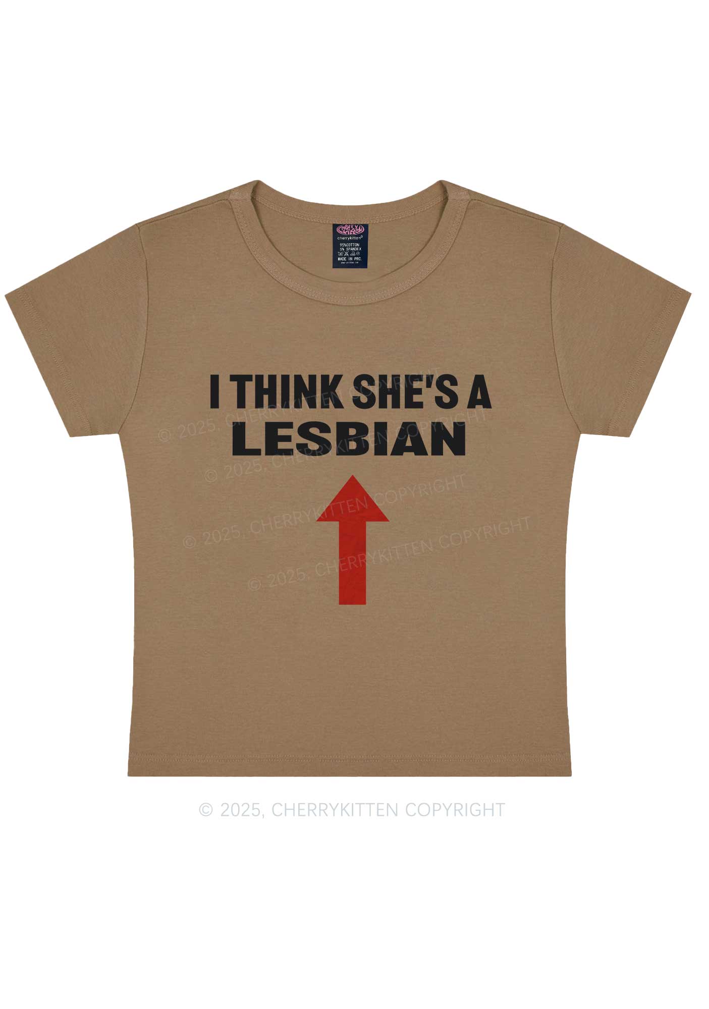 I Think She's A Lesbian Y2K Baby Tee Cherrykitten - Image 11