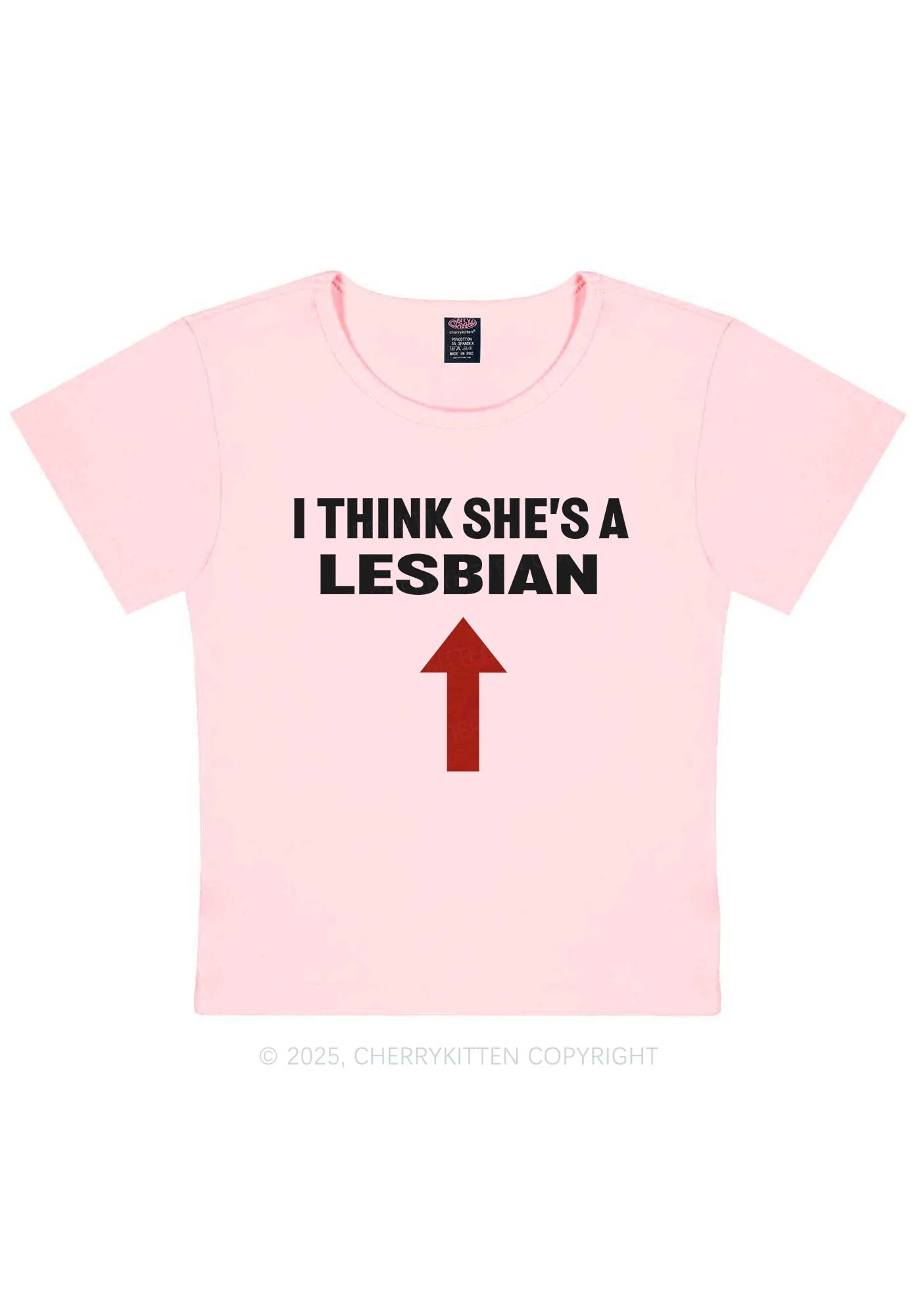 I Think She's A Lesbian Y2K Baby Tee Cherrykitten - Image 12