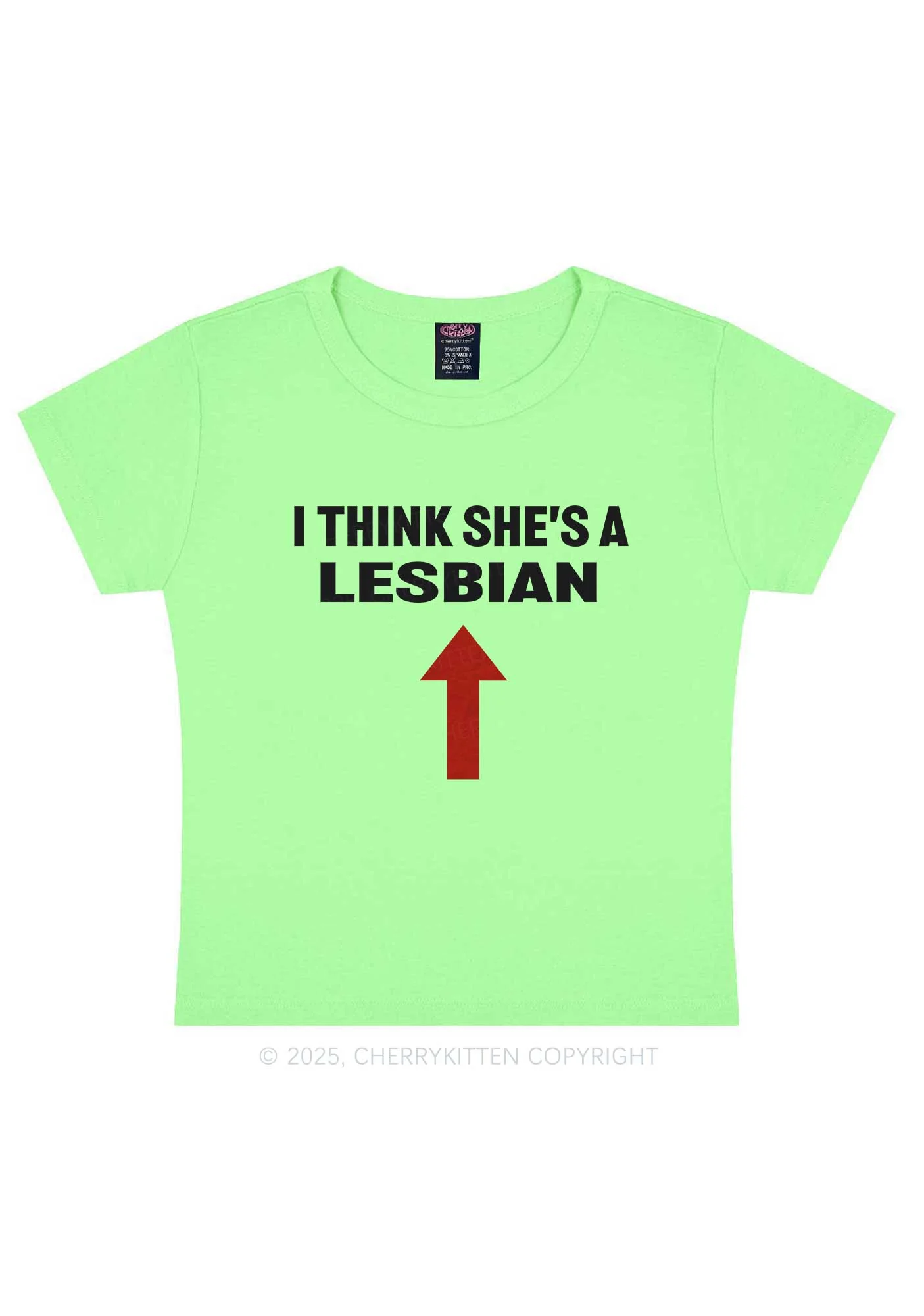 I Think She's A Lesbian Y2K Baby Tee Cherrykitten - Image 13