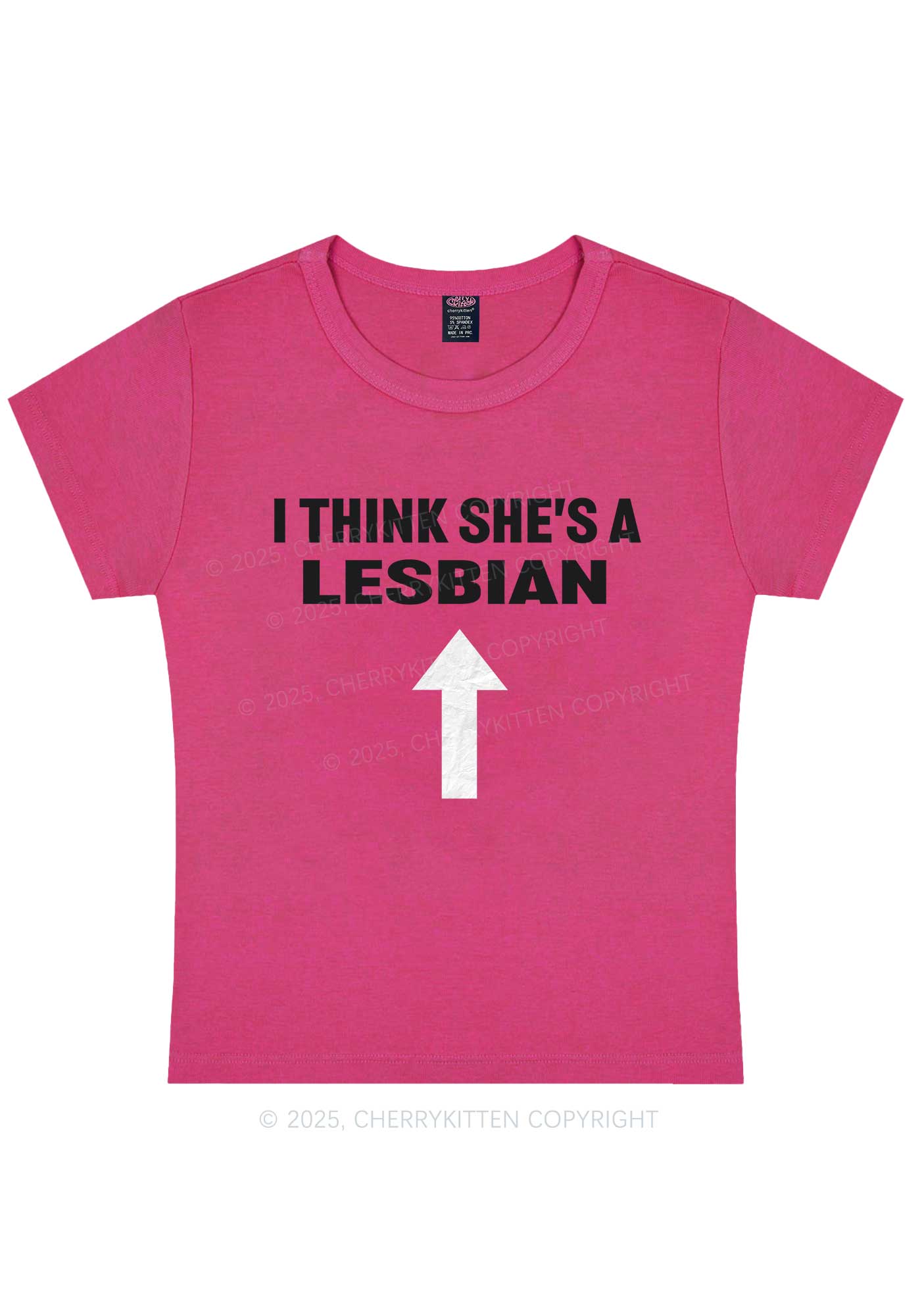 I Think She's A Lesbian Y2K Baby Tee Cherrykitten - Image 8