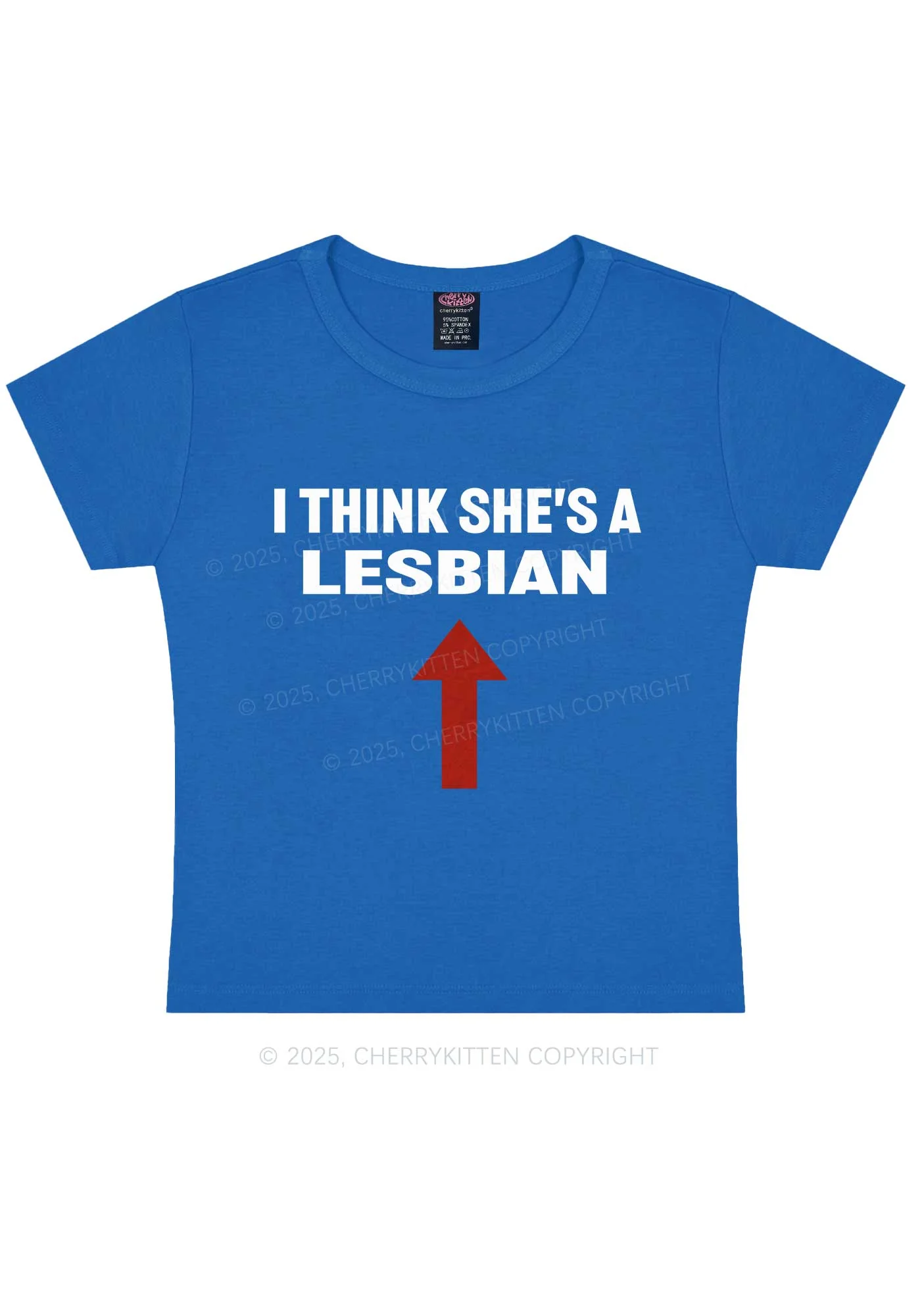 I Think She's A Lesbian Y2K Baby Tee Cherrykitten - Image 9