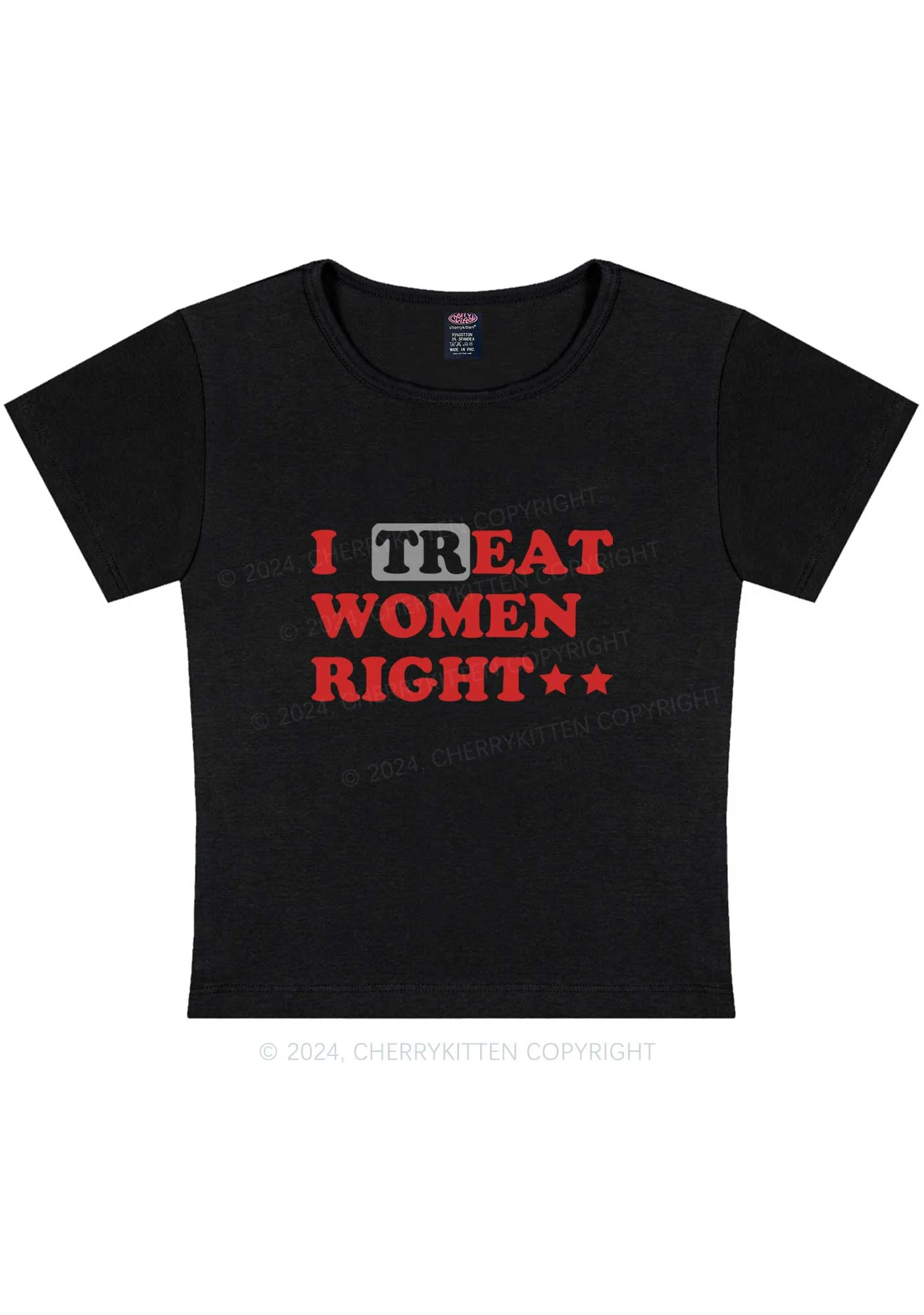 I Treat Women Right Y2K Baby Tee Cherrykitten - Image 6