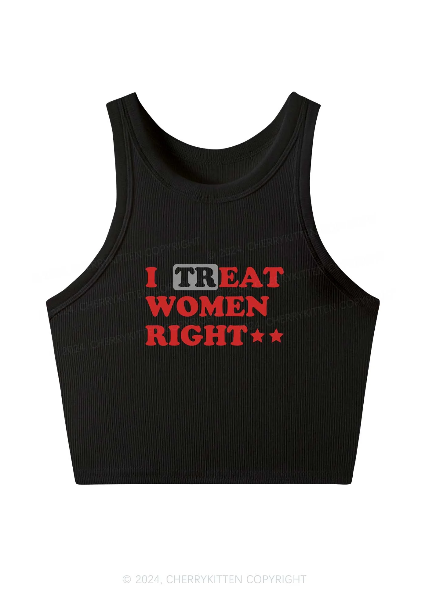 I Treat Women Right Y2K Crop Tank Top Cherrykitten - Image 2